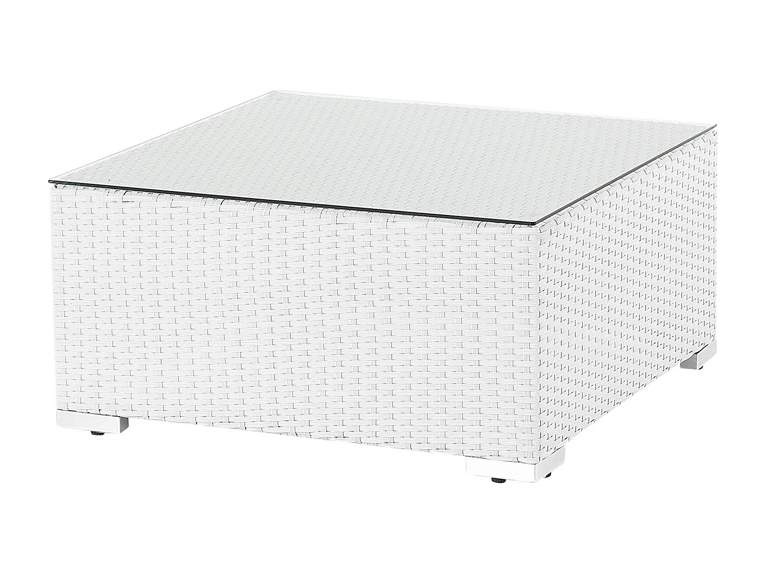 Exklusives Gartenmöbel 4er Set aus Rattan weiß / sandbeige rechtsseitig Sano II