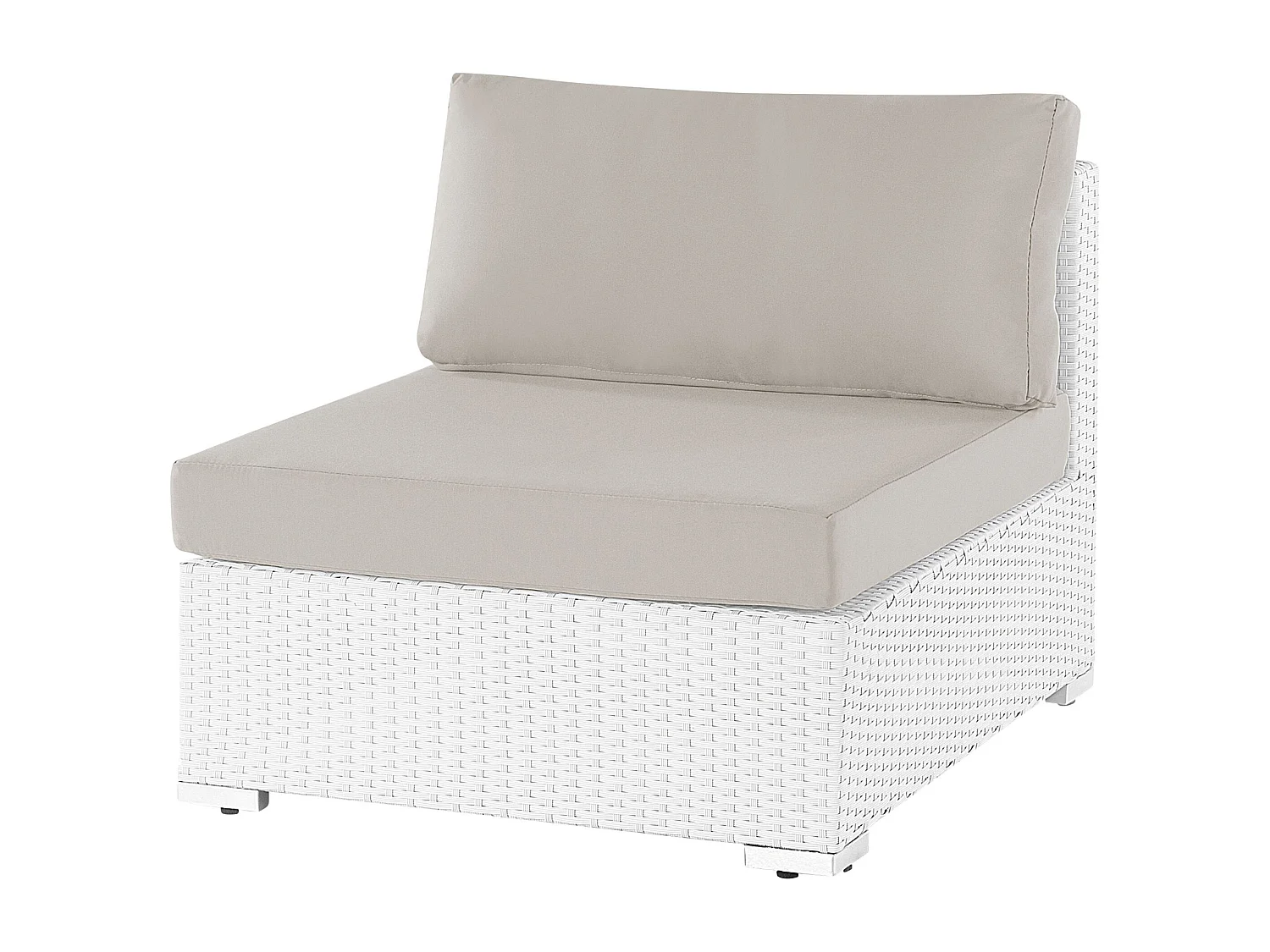 Exklusives Gartenmöbel 4er Set aus Rattan weiß / sandbeige rechtsseitig Sano II