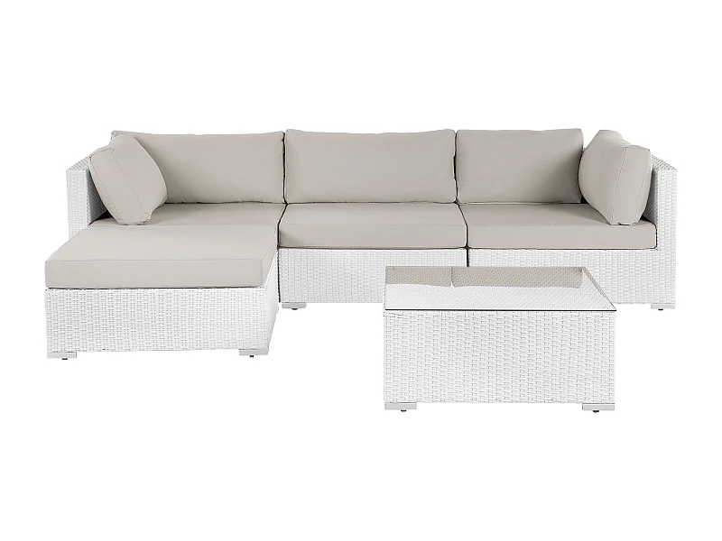 Tuin hoekloungeset met tafel 4-zitter SANO Rechterzijde Wit