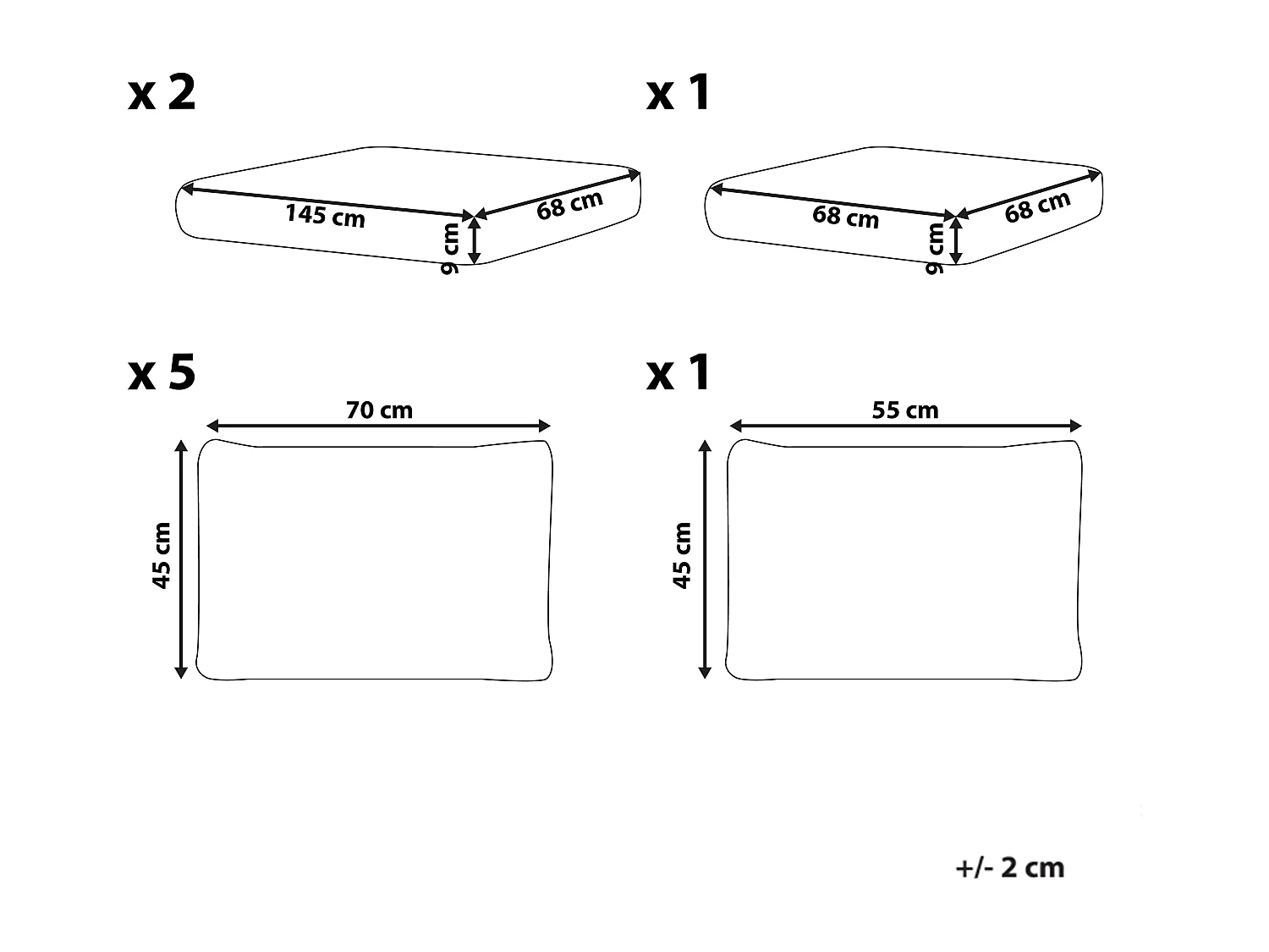Ensemble de housses de coussins d'extérieur CORATO Blanc cassé
