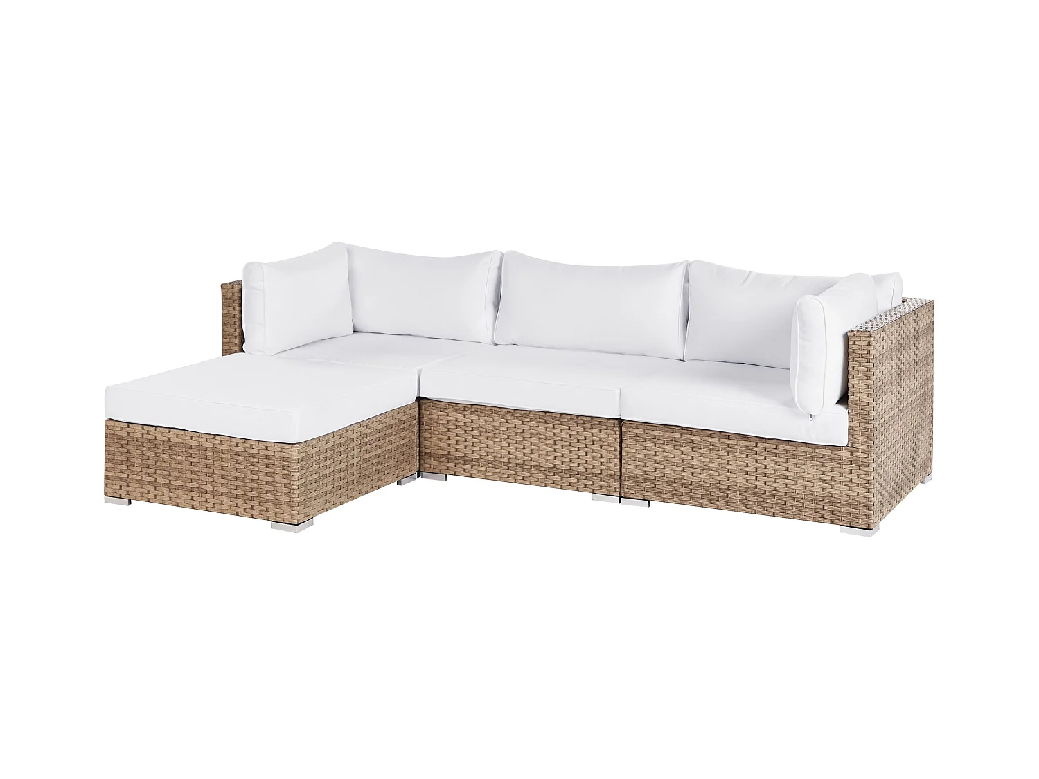 Narożnik ogrodowy ze stolikiem dla 4 osób SANO Prawostronny Modułowy Technorattan Naturalny