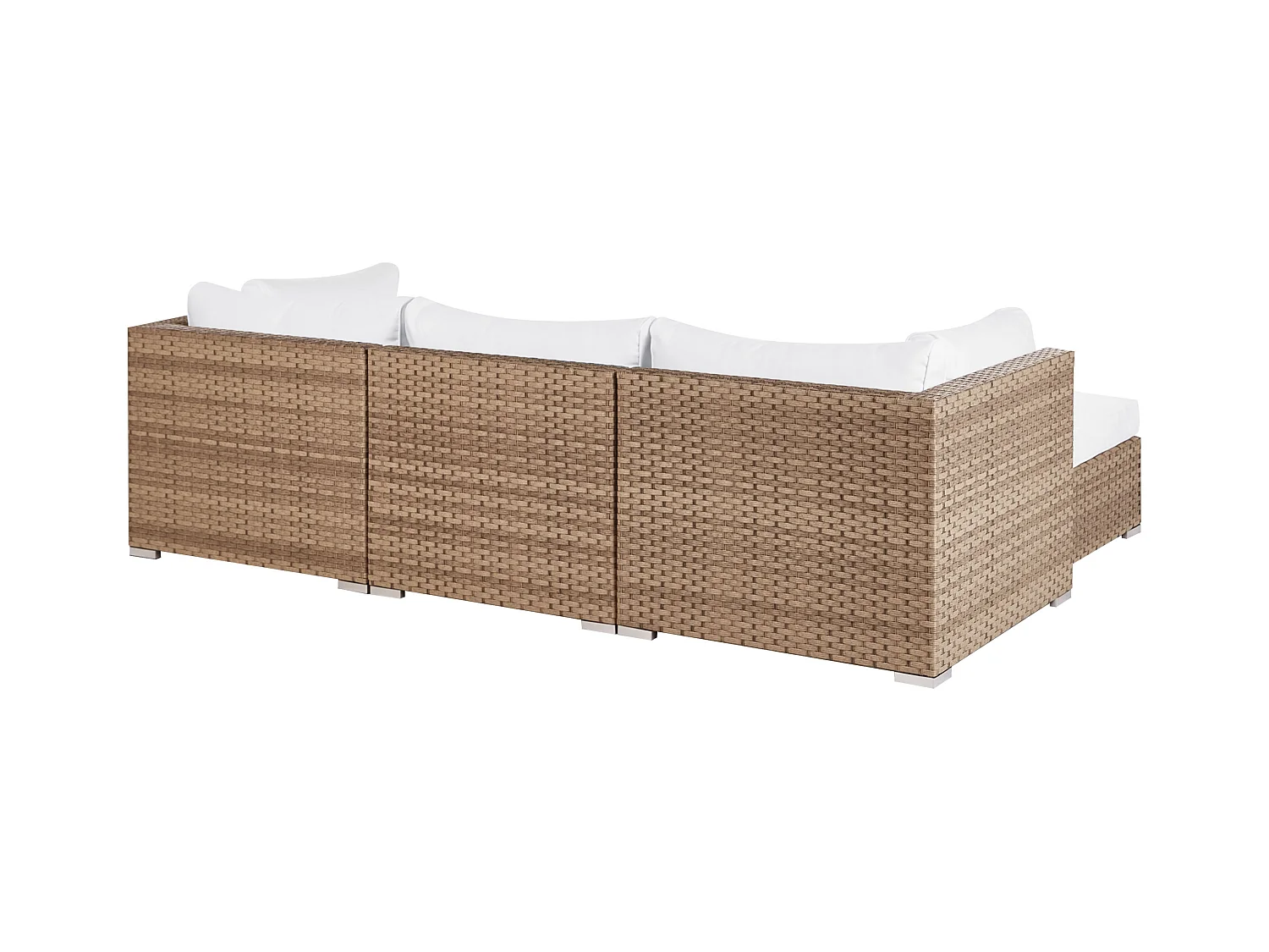 Narożnik ogrodowy ze stolikiem dla 4 osób SANO Prawostronny Modułowy Technorattan Naturalny