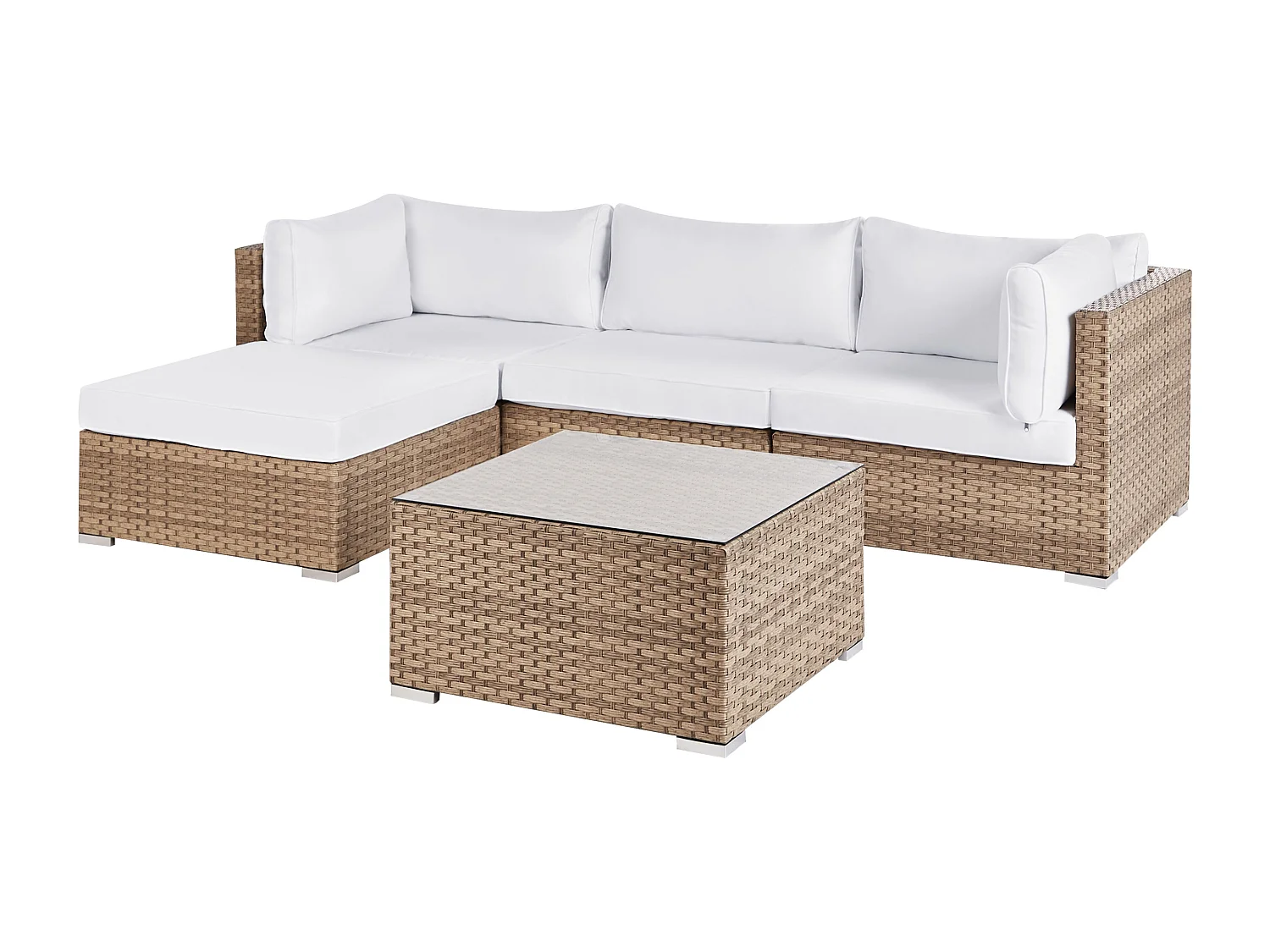 Set di divani angolari da giardino 4 posti SANO Lato destro Modulare Naturale