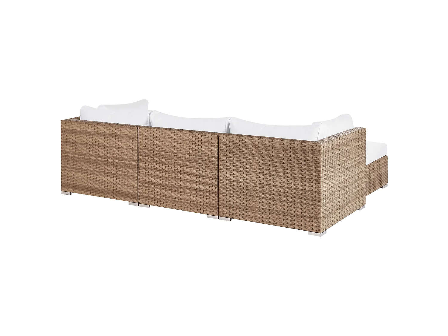 Garten Ecksofa mit Tisch 4-Sitzer SANO rechtsseitig modular Polyrattan Naturfarben