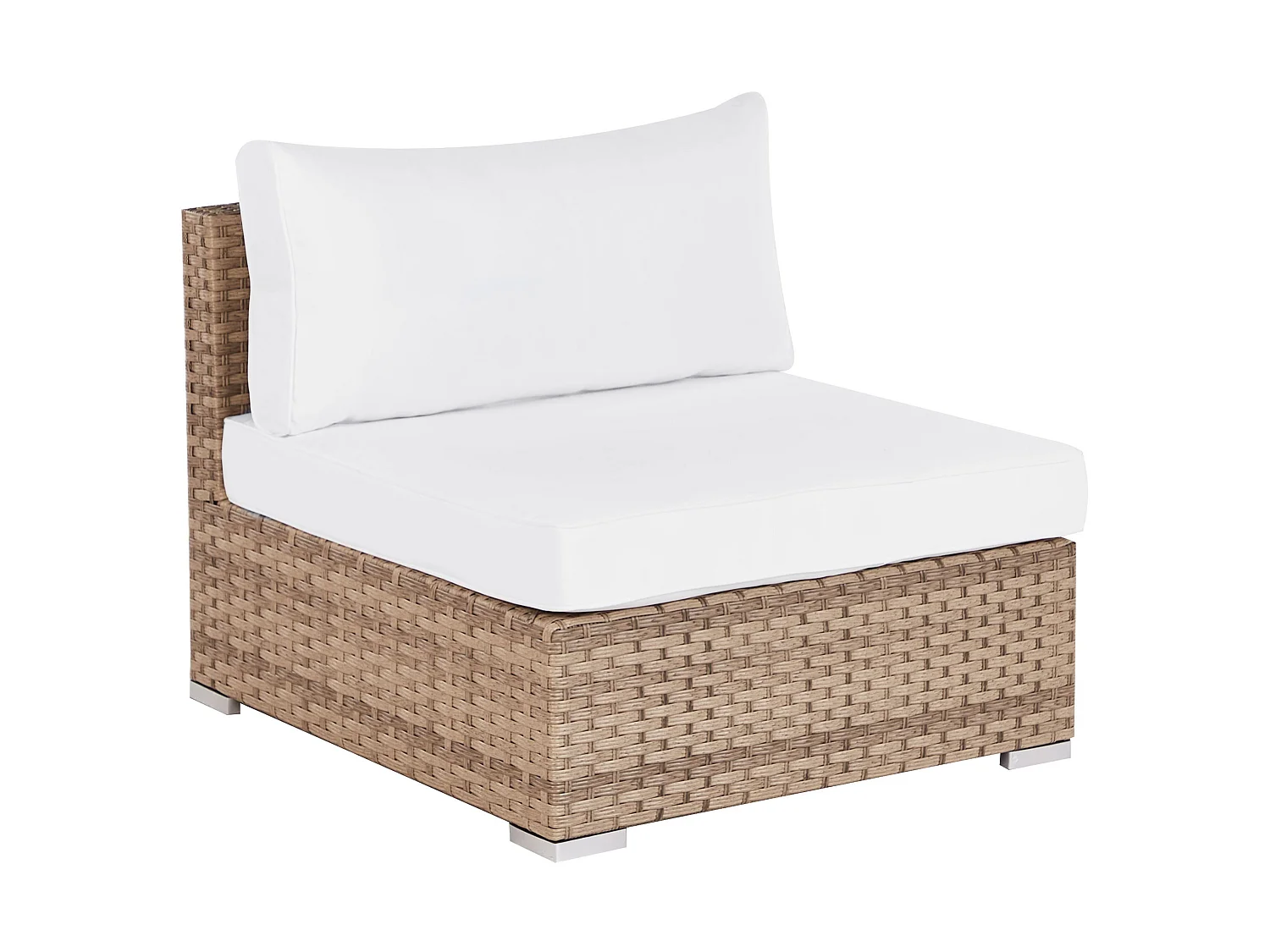 Garten Ecksofa mit Tisch 4-Sitzer SANO rechtsseitig modular Polyrattan Naturfarben