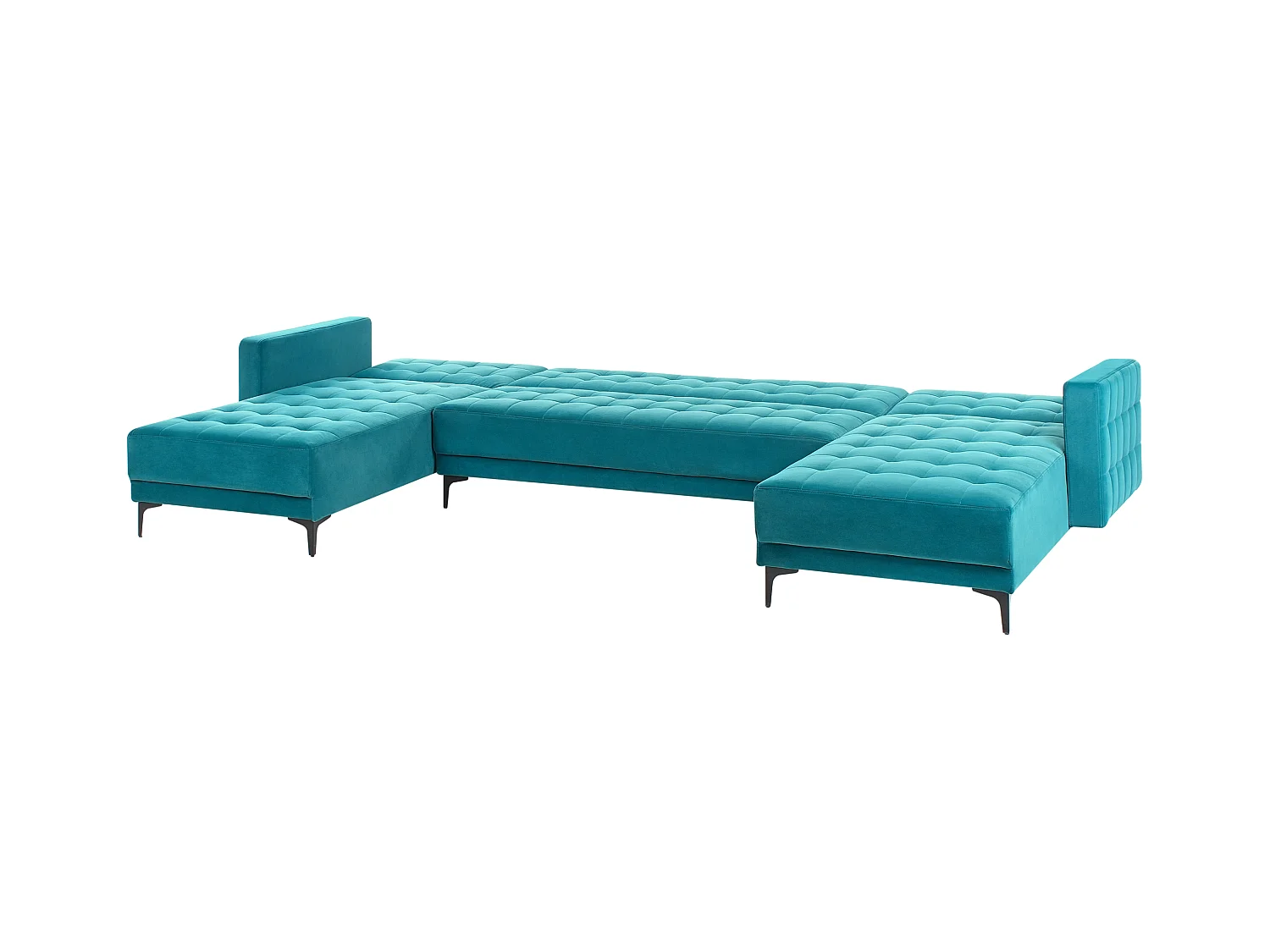 Canapé-lit modulable en forme de U 5 places ABERDEEN Velours Bleu azur