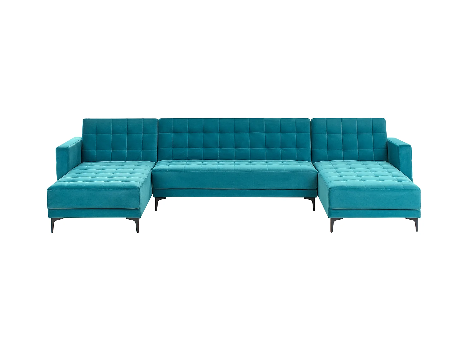 Canapé-lit modulable en forme de U 5 places ABERDEEN Velours Bleu azur