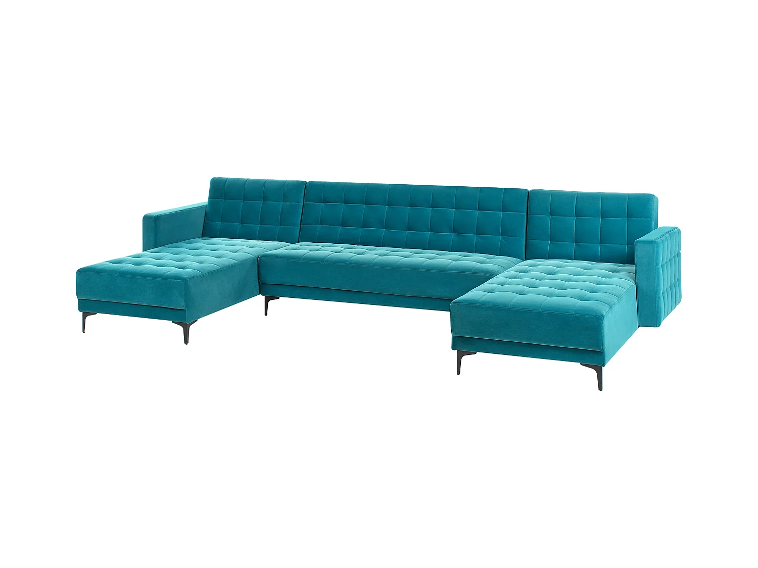 Canapé-lit modulable en forme de U 5 places ABERDEEN Velours Bleu azur