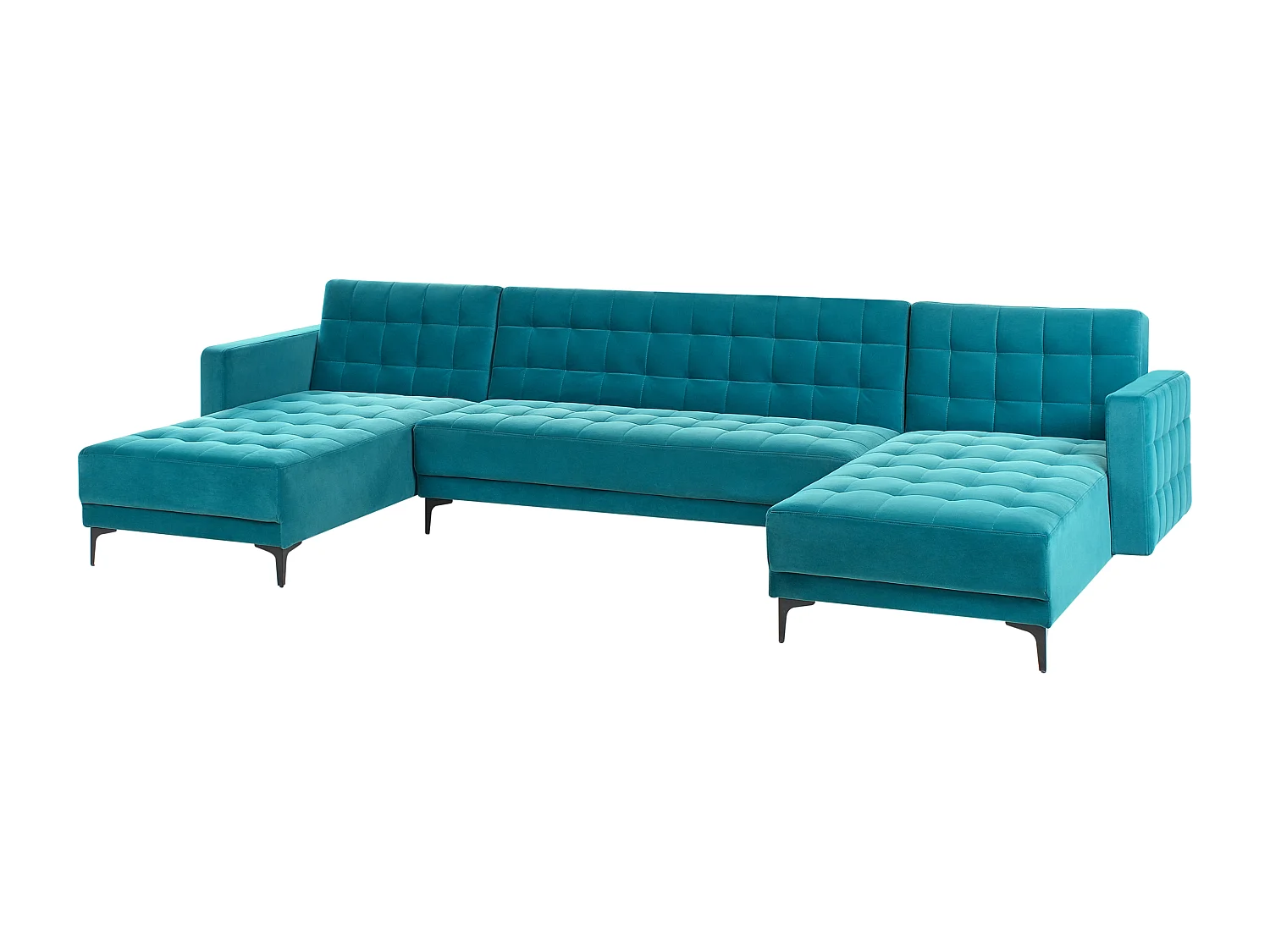 Canapé-lit modulable en forme de U 5 places ABERDEEN Velours Bleu azur