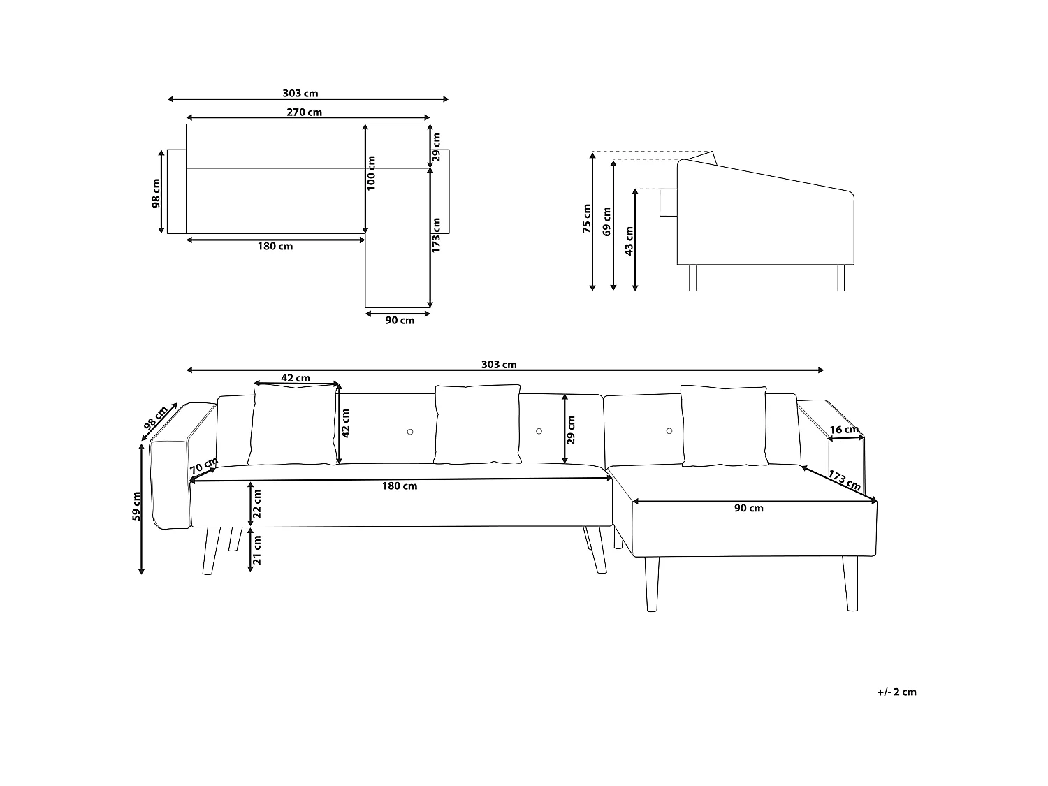 Divano letto angolare VADSO Velluto Beige chiaro 4 posti Lato Sinistro