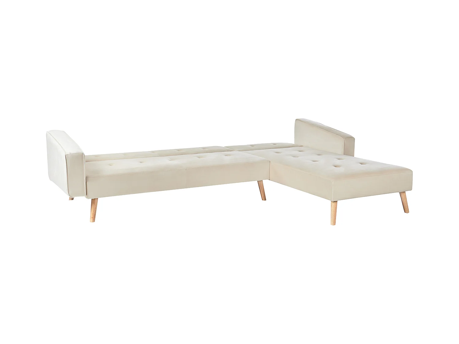 Divano letto angolare VADSO Velluto Beige chiaro 4 posti Lato Sinistro