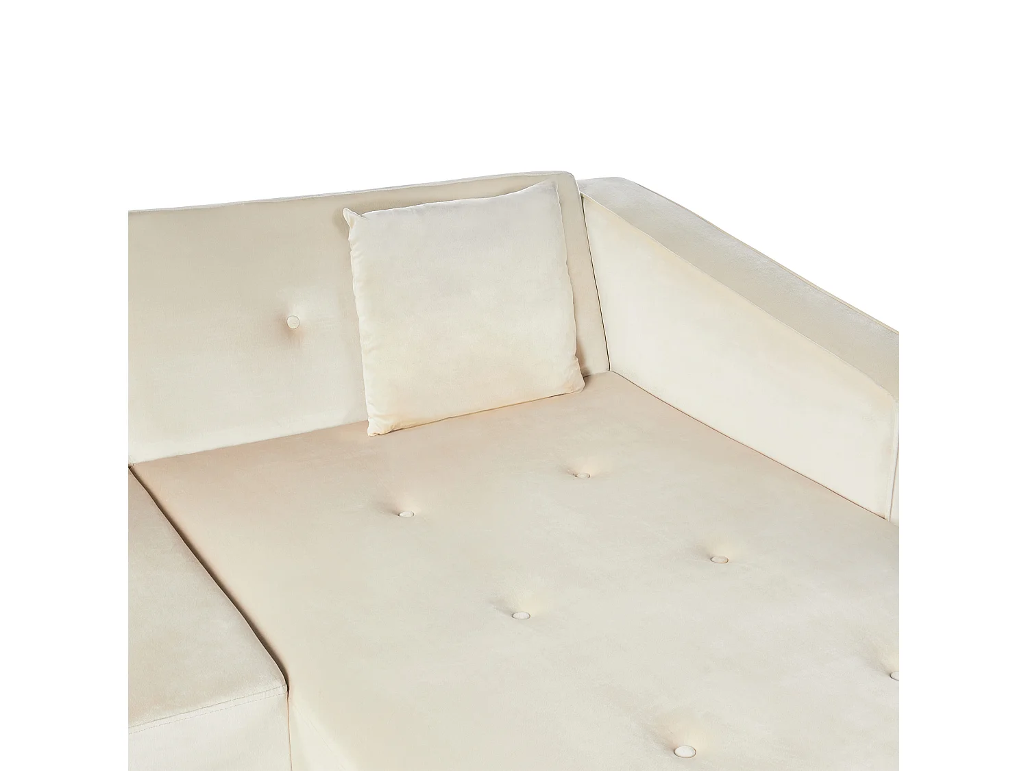 Ecksofa linksseitig Retro Stil Samtstoff hellbeige mit Zierkissen Vadso