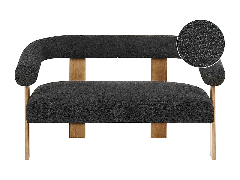 Canapé 2 places ILBRO Bouclé Noir/ Marron foncé