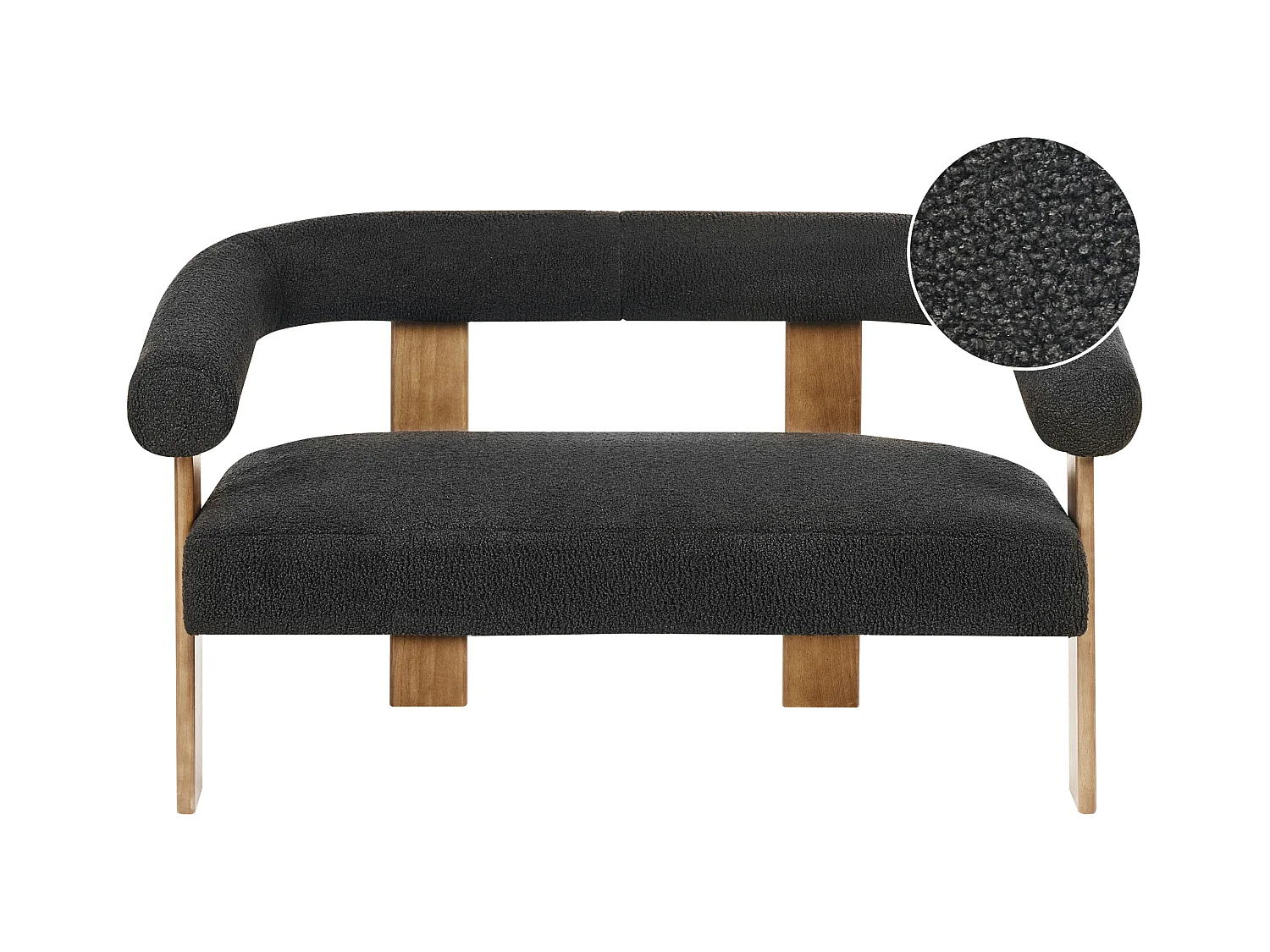 Canapé 2 places ILBRO Bouclé Noir/marron foncé