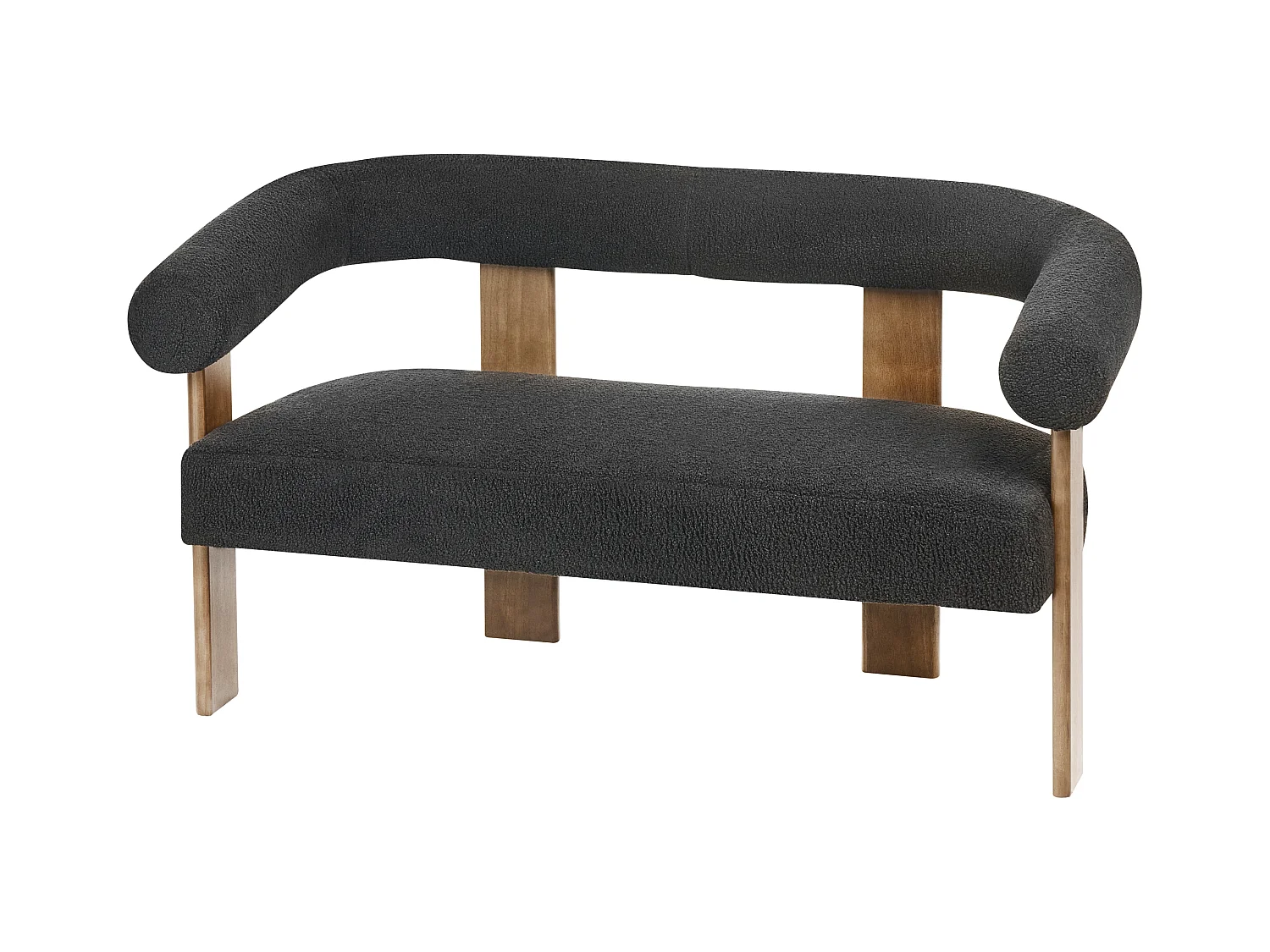 Canapé 2 places ILBRO Bouclé Noir/marron foncé