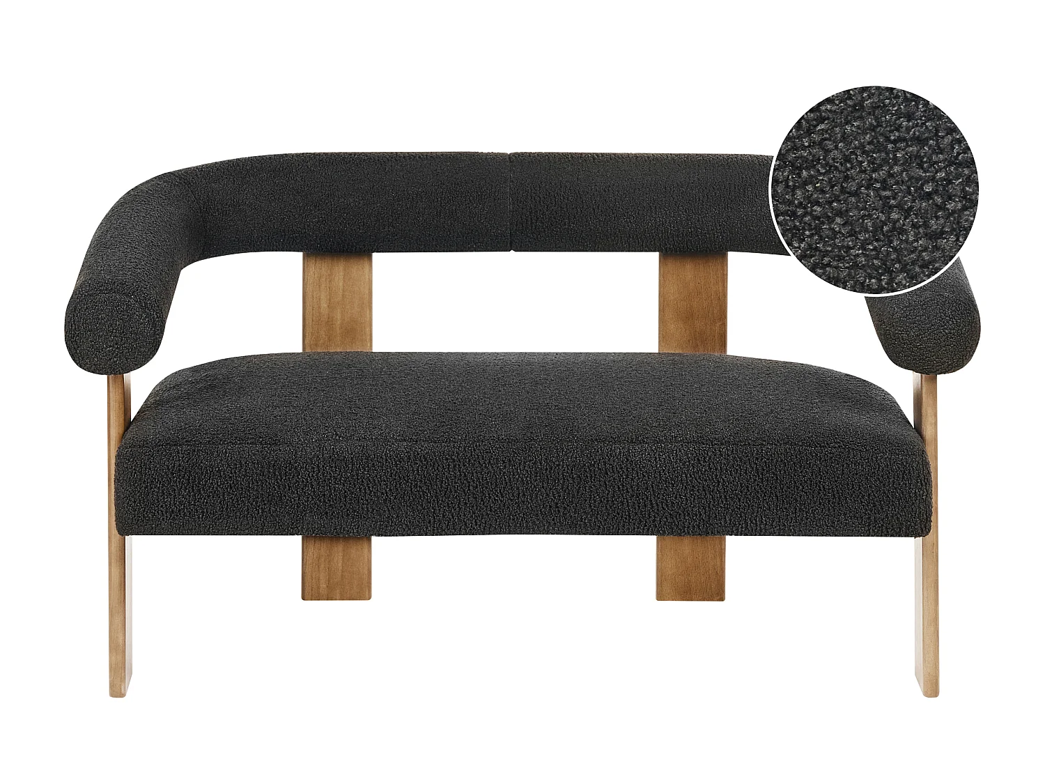 Sofa ILBRO Boucle Czarny/ ciemny brąz dla 2 osób