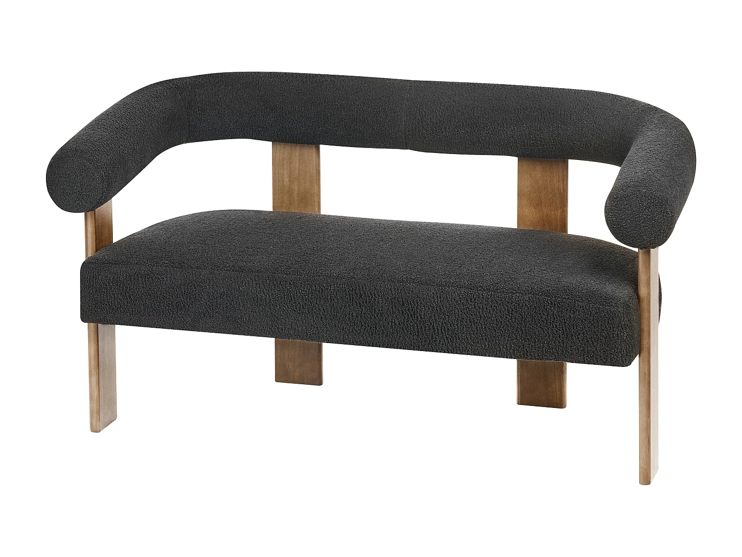 Sofa ILBRO Boucle Czarny/ ciemny brąz dla 2 osób