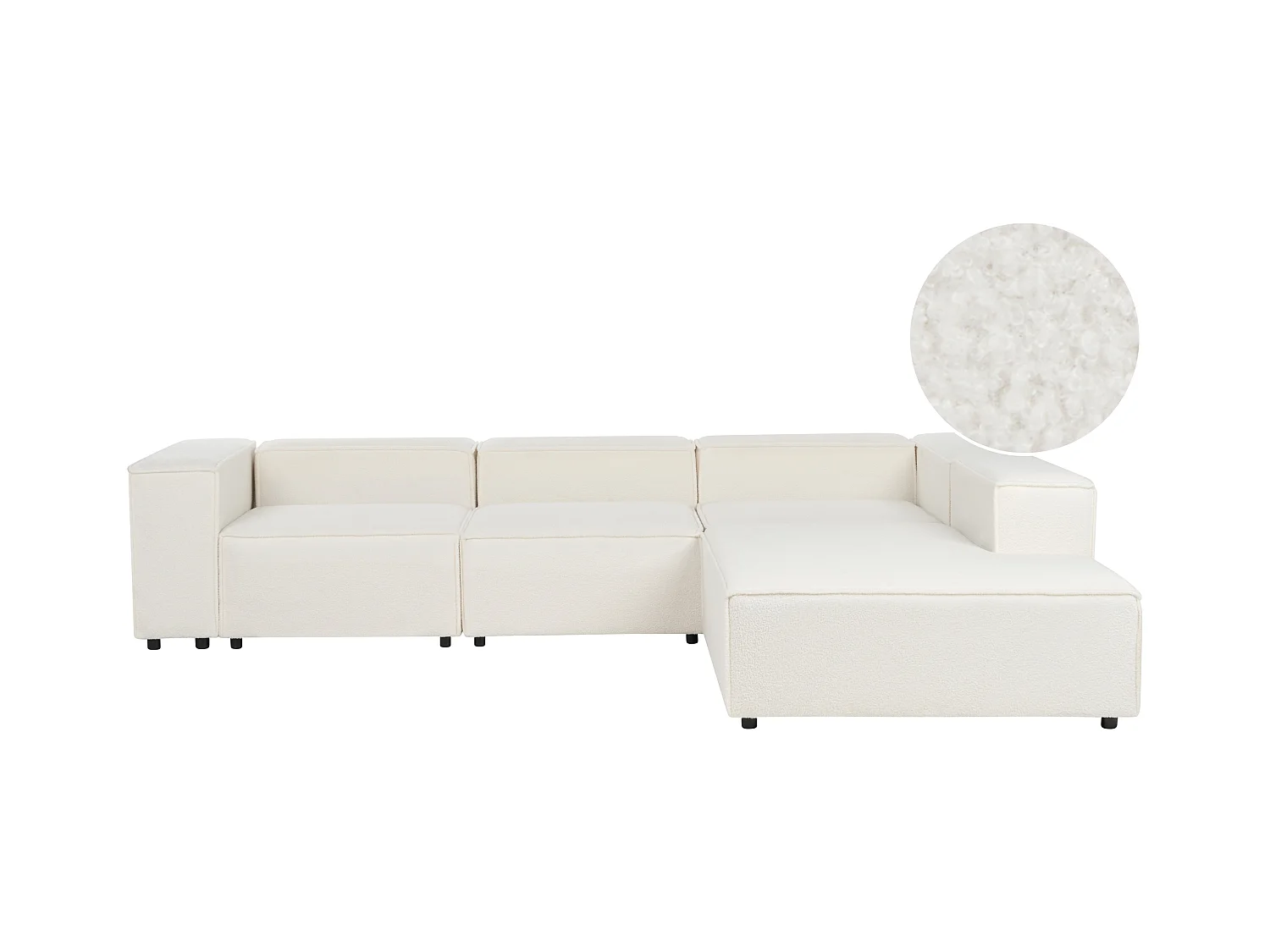 Canapé d'angle modulable 4 places ARDAL Bouclé Blanc Côté droite