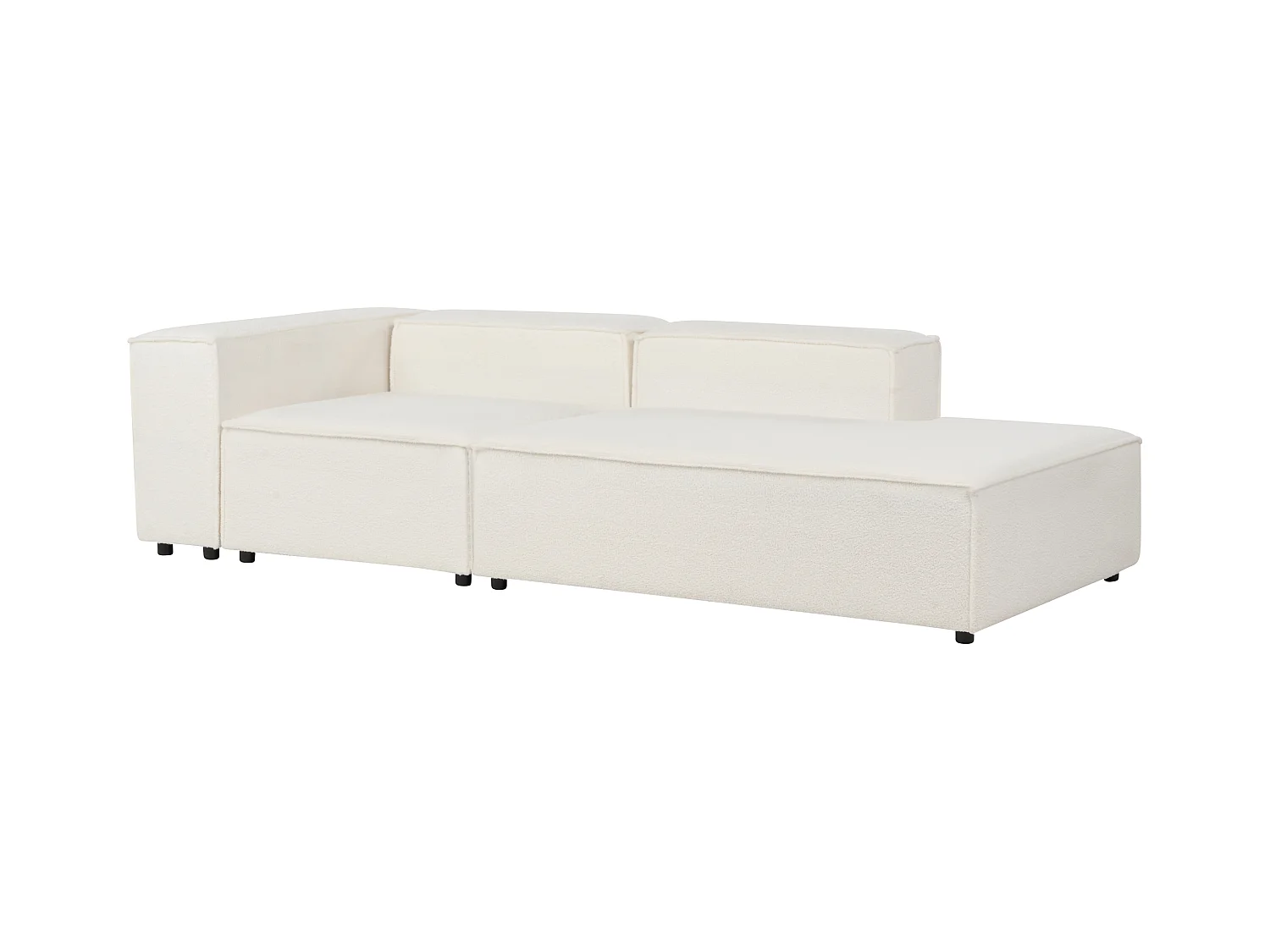 Canapé d'angle modulable 4 places ARDAL Bouclé Blanc Côté droite