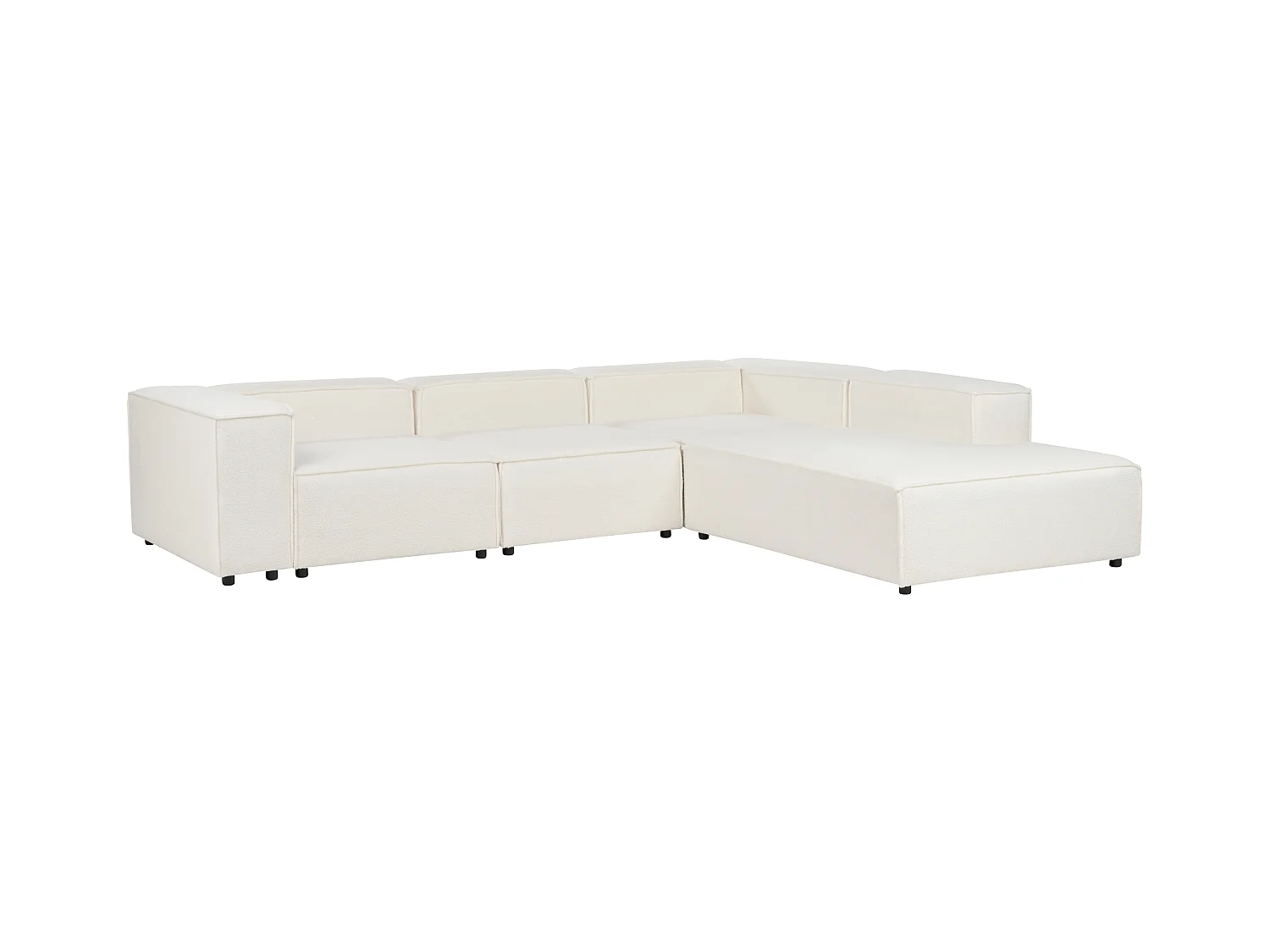 Modul Ecksofa APRICA Bouclé Weiss 4-Sitzer linksseitig