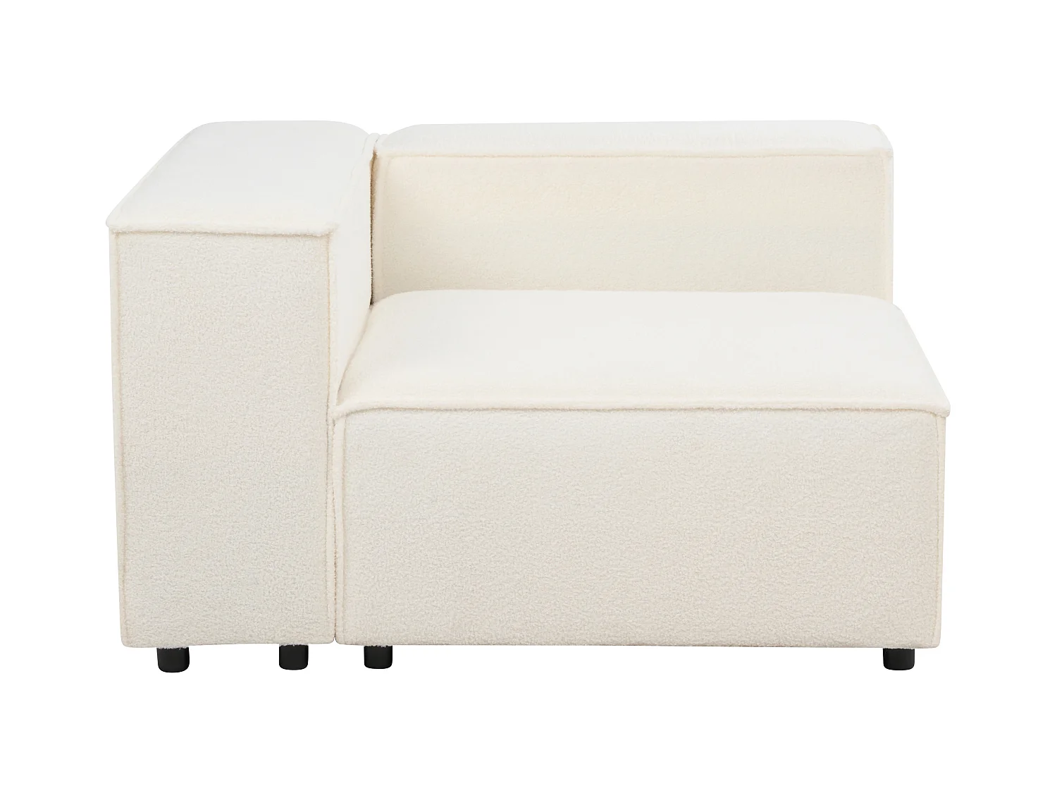 Modul Ecksofa APRICA Bouclé Weiss 4-Sitzer linksseitig