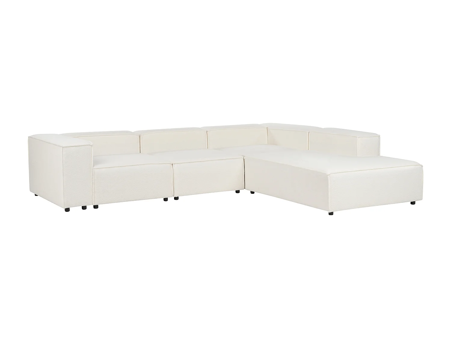 Modul Ecksofa APRICA Bouclé Weiss 4-Sitzer linksseitig