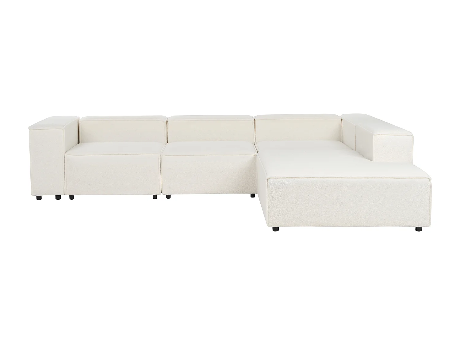 Modul Ecksofa APRICA Bouclé Weiss 4-Sitzer linksseitig