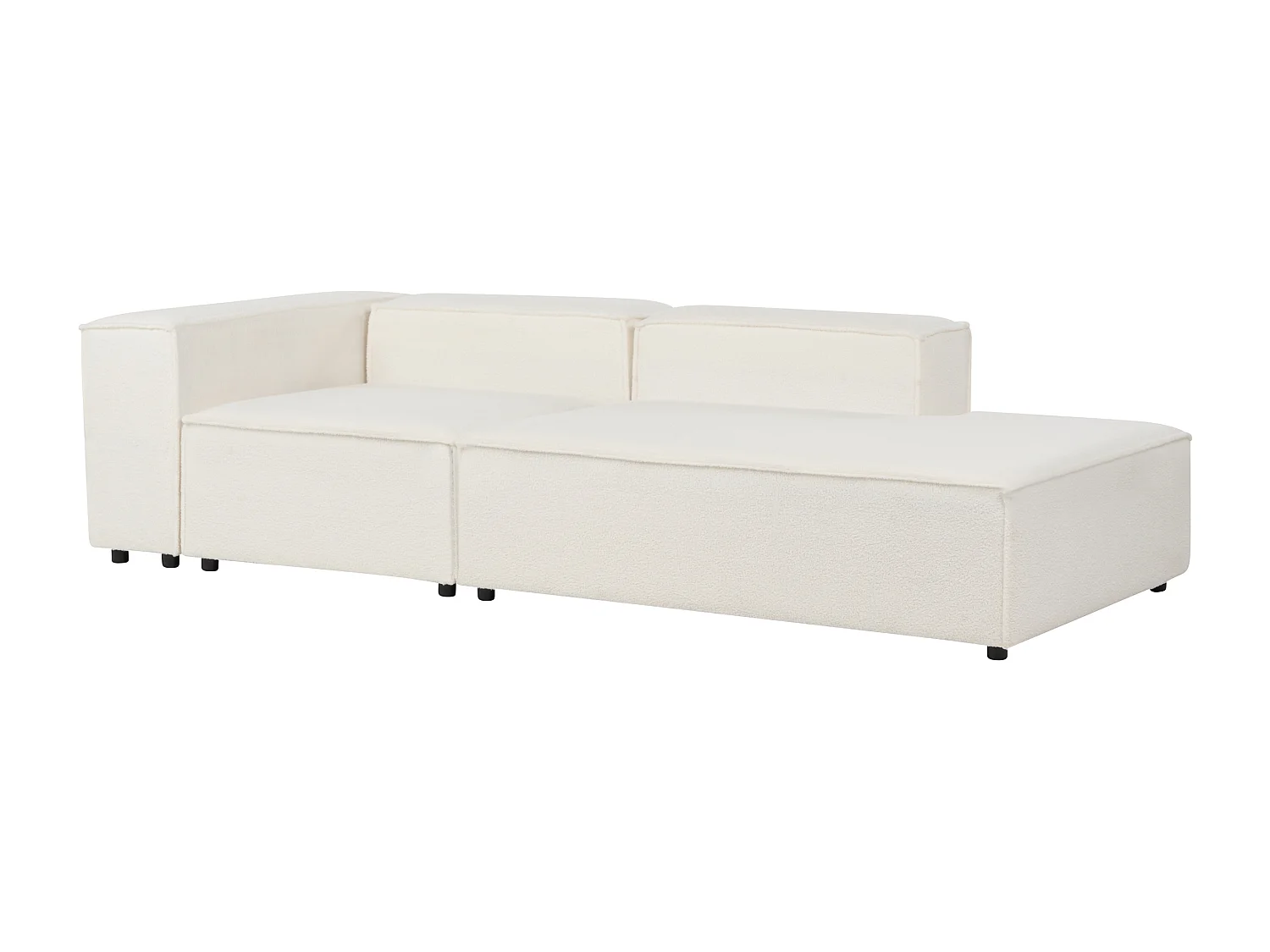 Modul Ecksofa APRICA Bouclé Weiss 4-Sitzer linksseitig