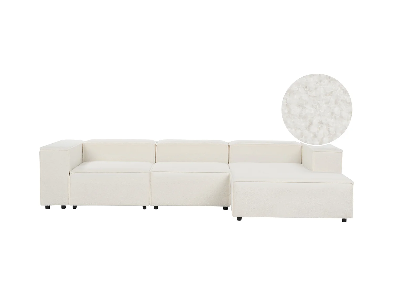 Canapé d'angle modulable 4 places ARDAL Bouclé Blanc cassé Côté droite