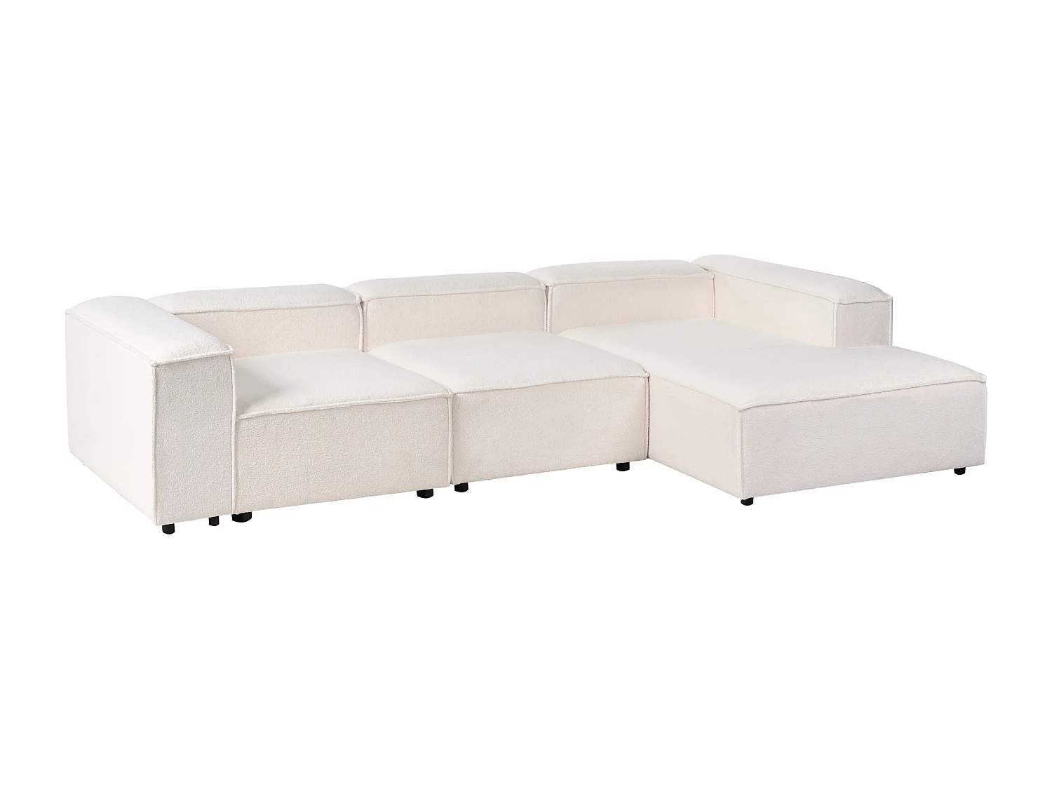 Canapé d'angle modulable 4 places ARDAL Bouclé Blanc cassé Côté gauche