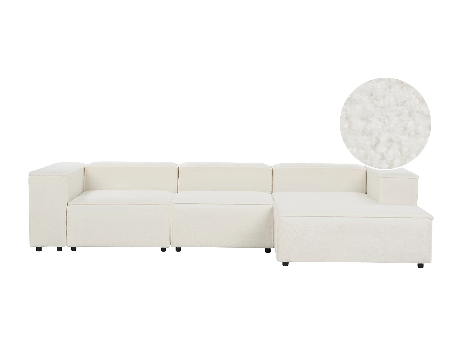Canapé d'angle modulable APRICA Bouclé Blanc 3 places Côté gauche