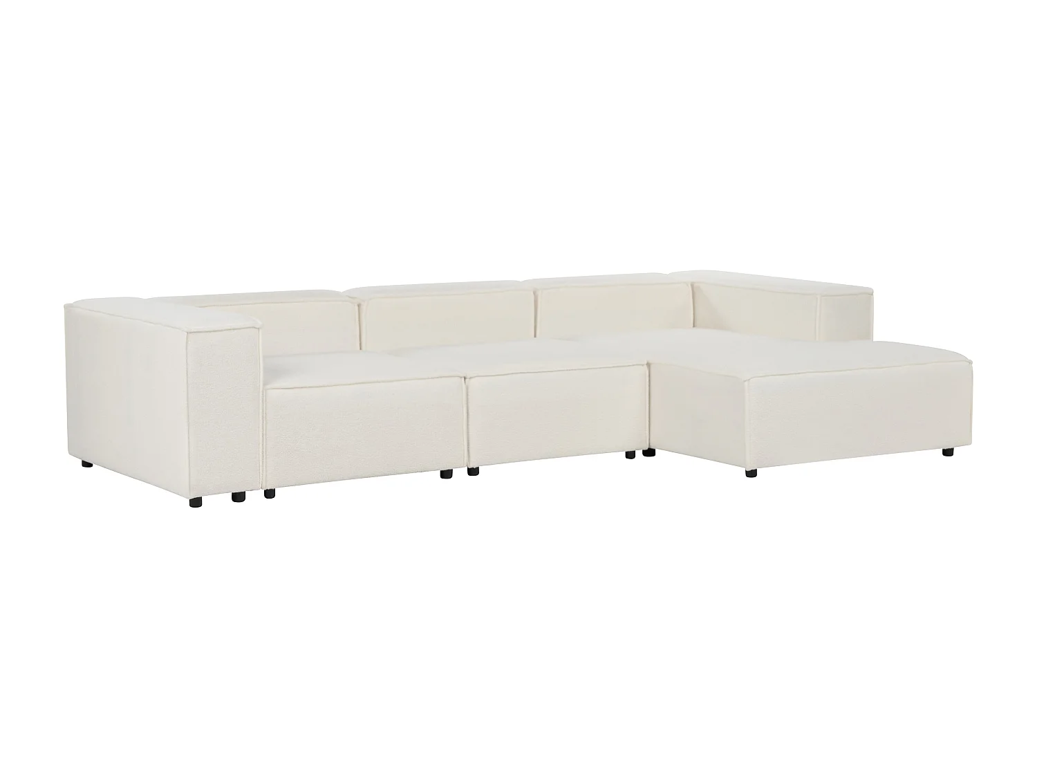 Canapé d'angle modulable APRICA Bouclé Blanc 3 places Côté gauche