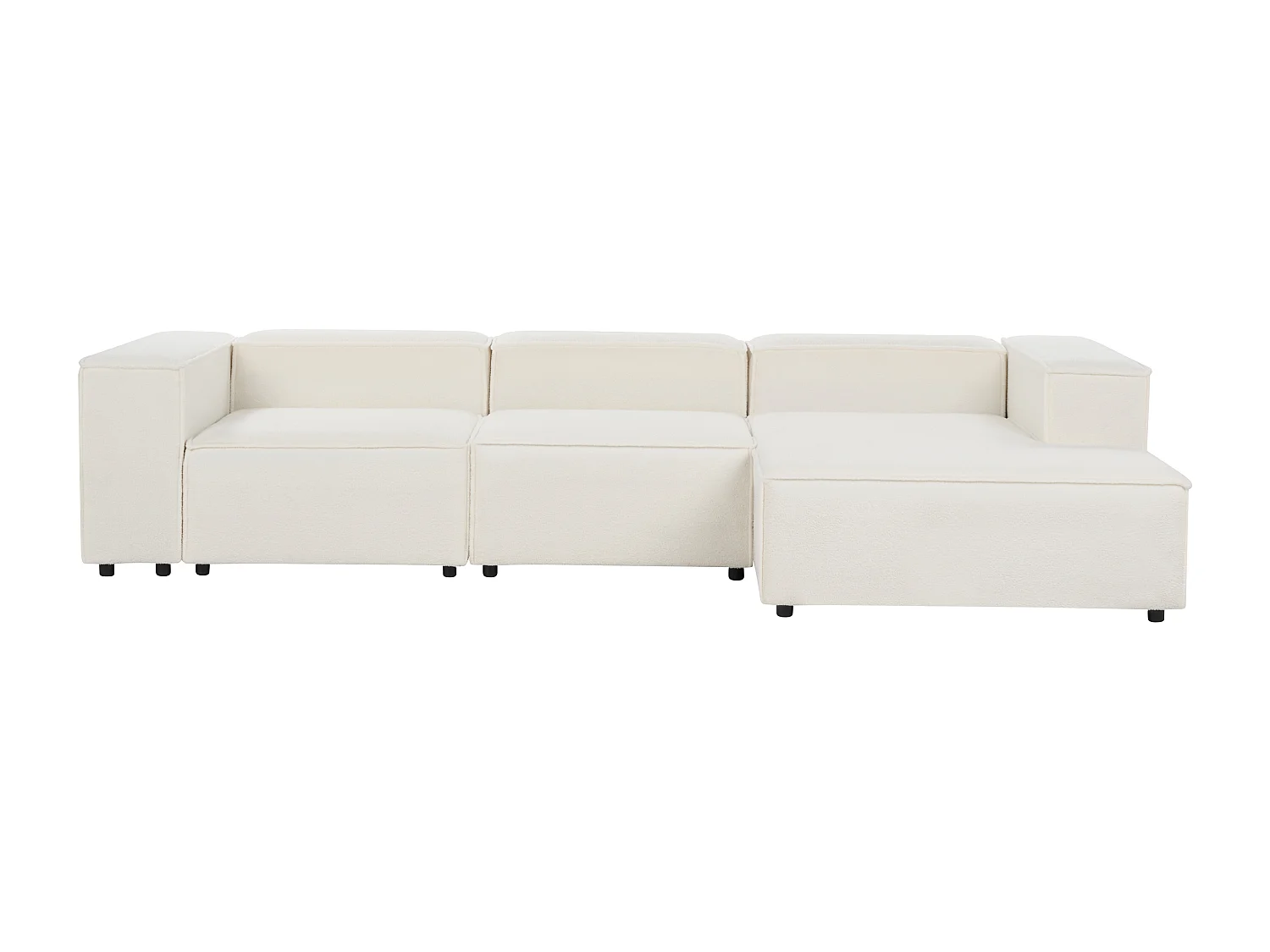 Canapé d'angle modulable APRICA Bouclé Blanc 3 places Côté gauche
