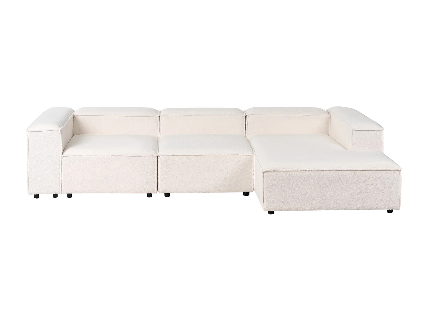 Canapé d'angle modulable APRICA Bouclé Blanc 3 places Côté gauche