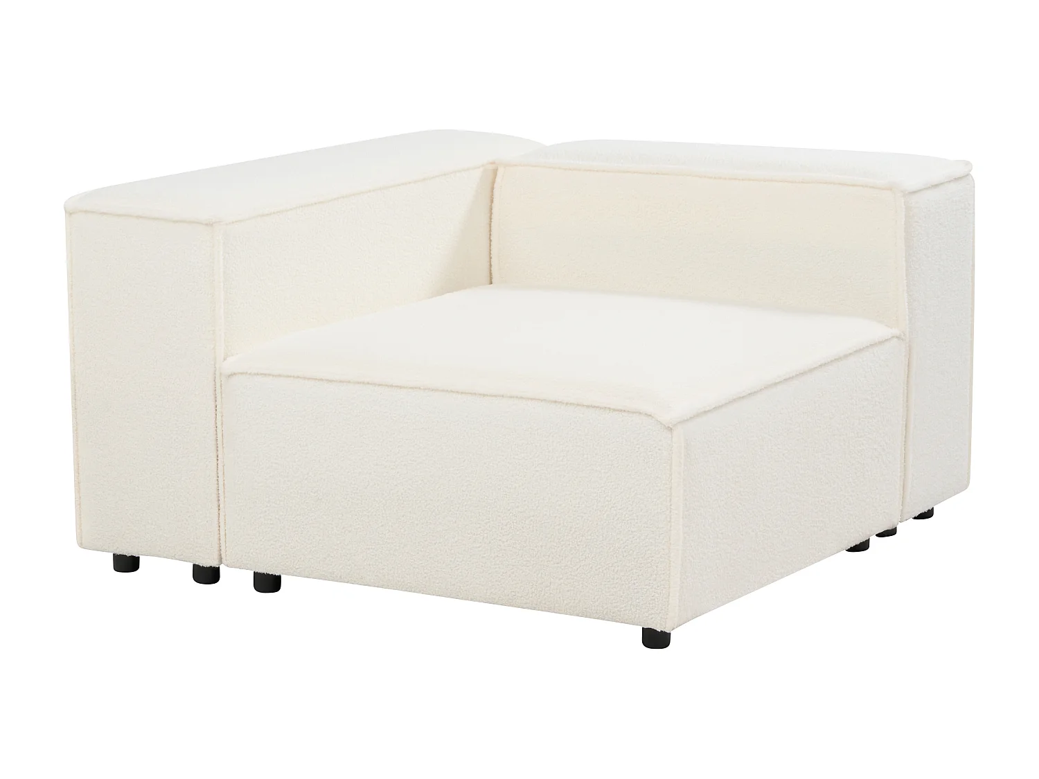 Canapé d'angle modulable APRICA Bouclé Blanc 3 places Côté gauche