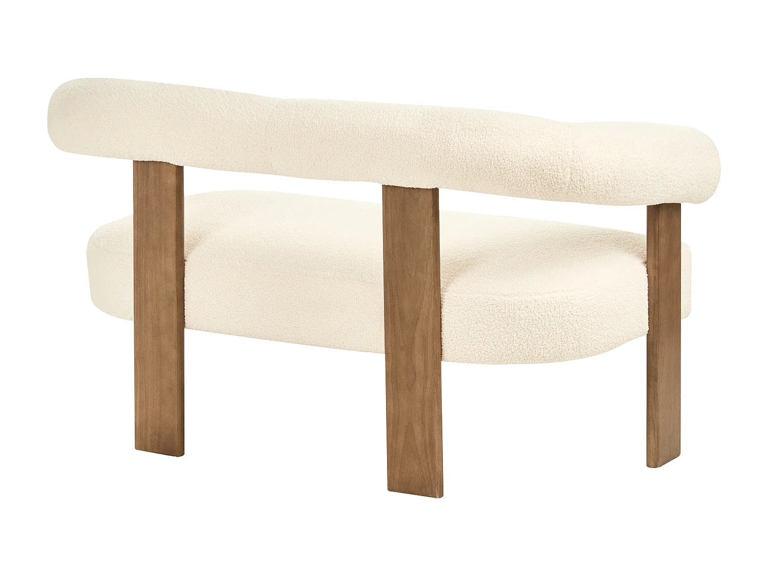 Canapé 2 places ILBRO Bouclé Blanc cassé/marron foncé