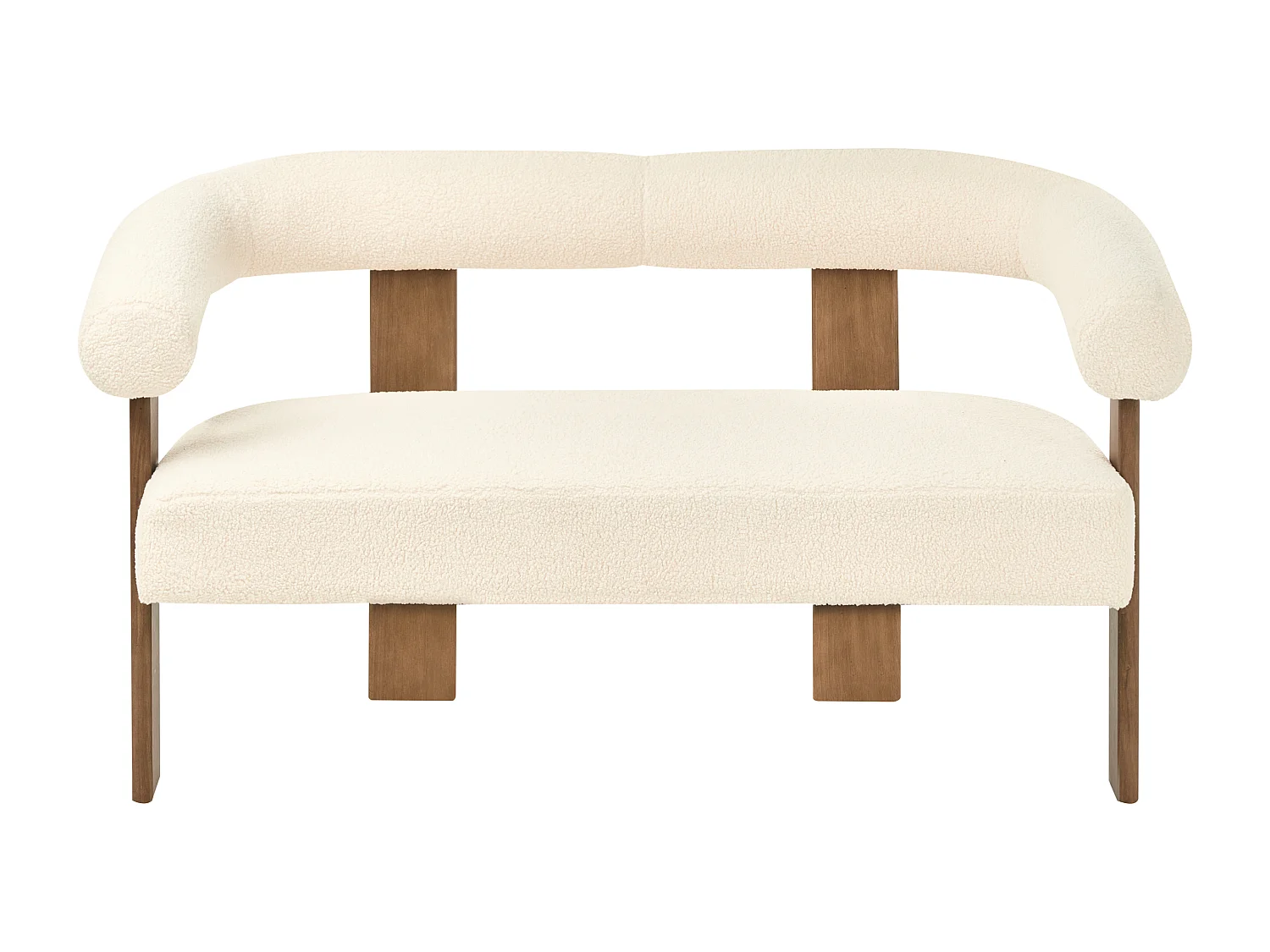 Sofa ILBRO Bouclé Cremeweiss / Dunkelbraun 2-Sitzer