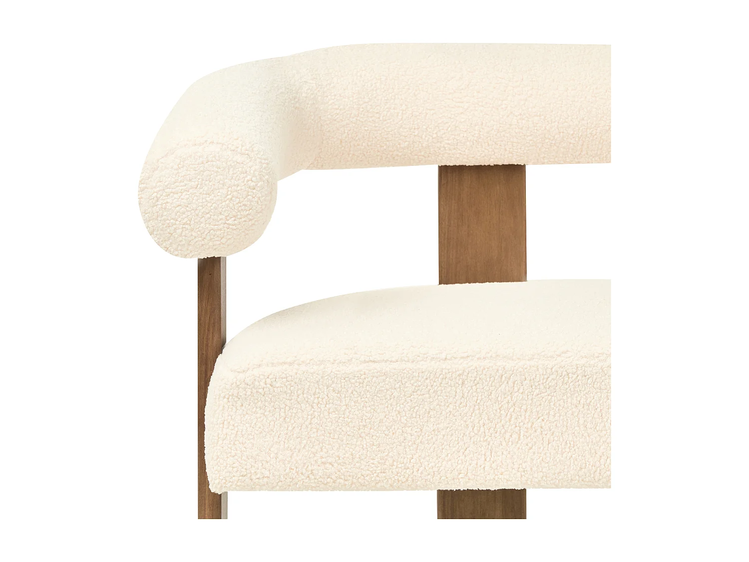 Sofa ILBRO Bouclé Cremeweiss / Dunkelbraun 2-Sitzer