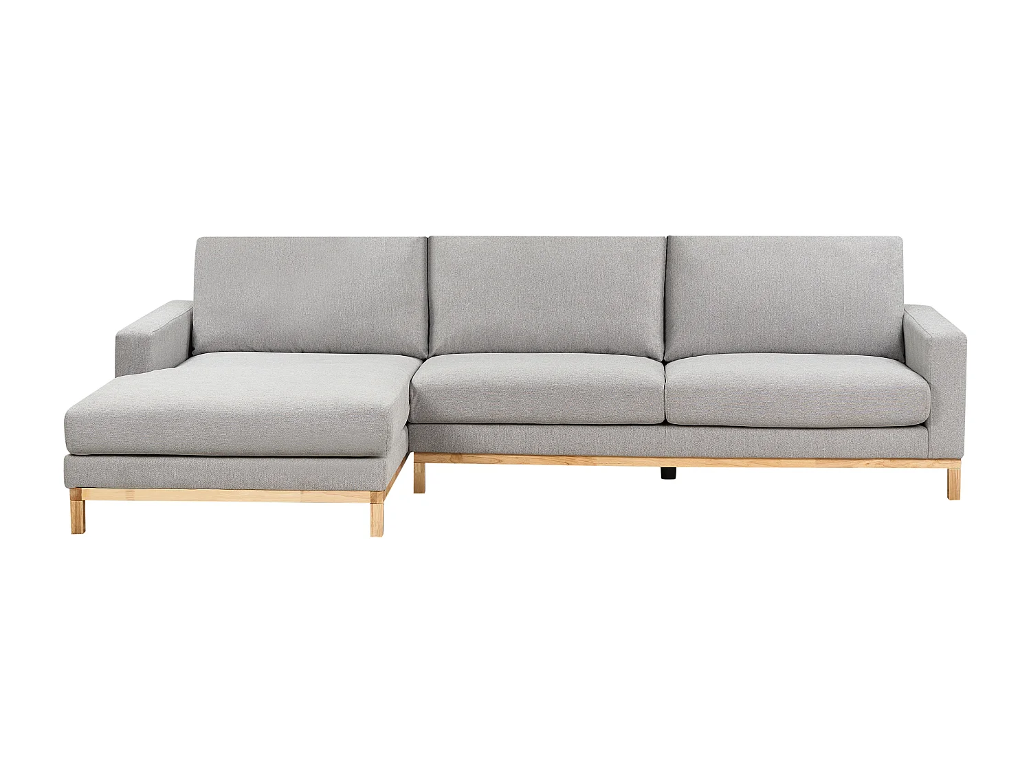 4-Sitzer Ecksofa Stoffbezug Grau rechts mit Sitzkissen Holzbeinen Siggard