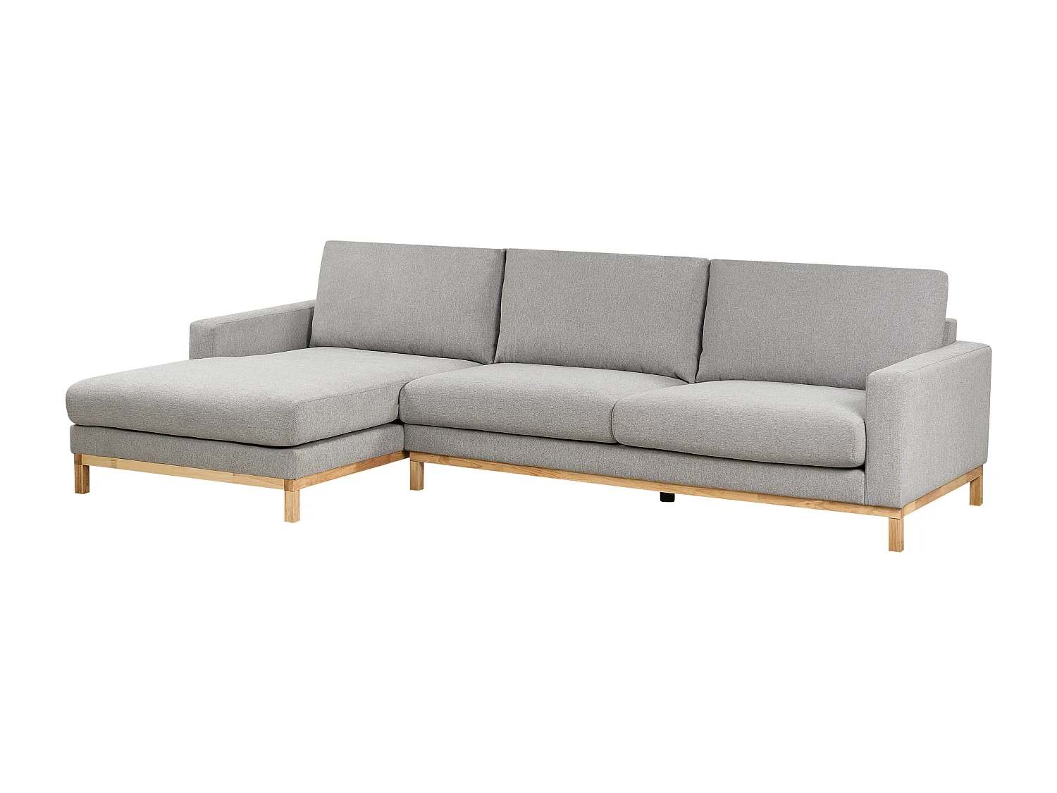 4-Sitzer Ecksofa Stoffbezug Grau rechts mit Sitzkissen Holzbeinen Siggard