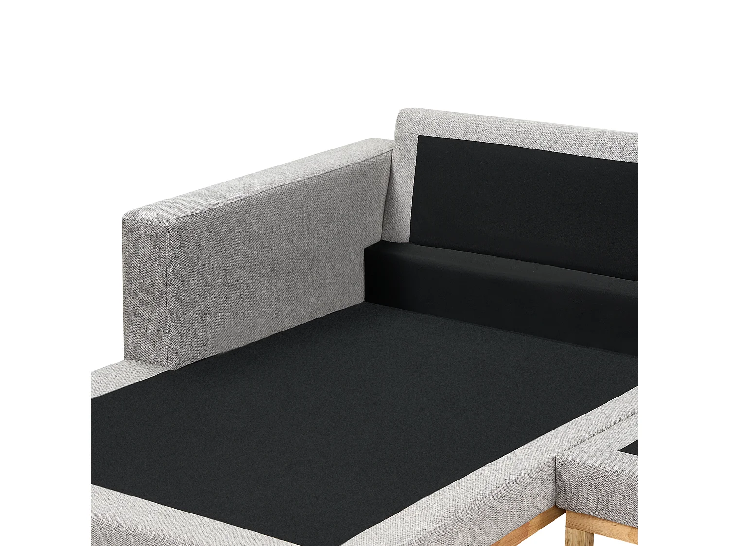 4-Sitzer Ecksofa Stoffbezug Grau rechts mit Sitzkissen Holzbeinen Siggard