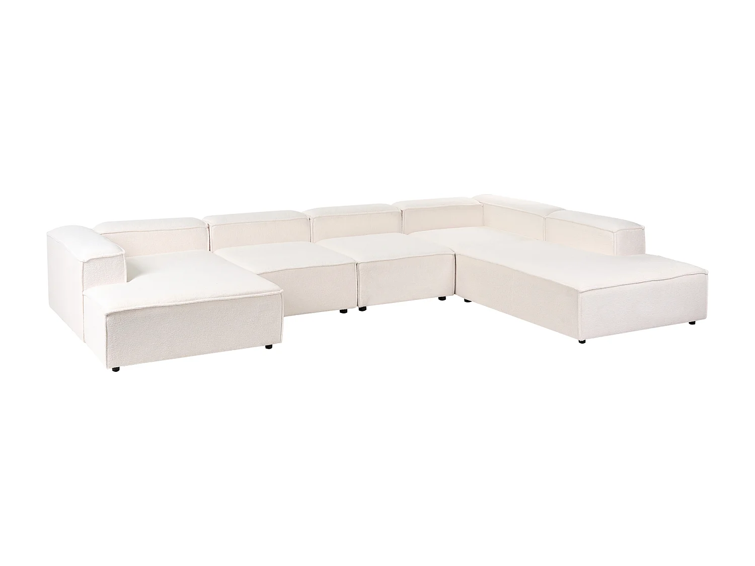 Canapé d\'angle modulable 5 places ARDAL Bouclé Blanc cassé Côté droite