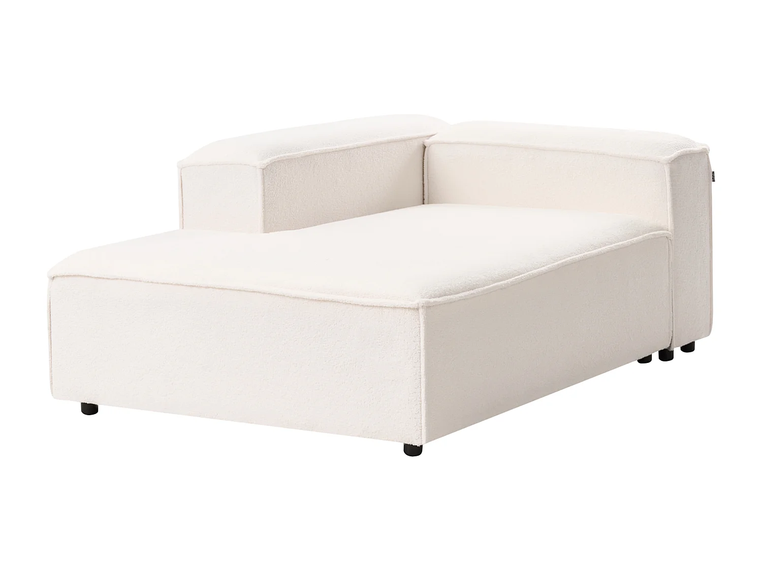 Canapé d\'angle modulable 5 places ARDAL Bouclé Blanc cassé Côté droite