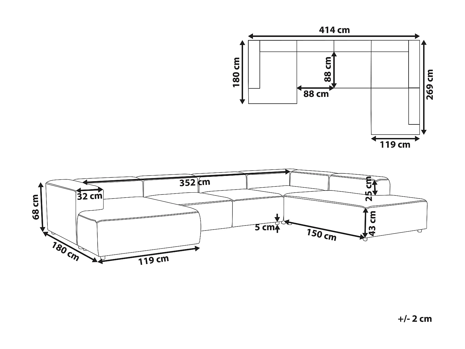 Modulaire hoekbank APRICA Bouclé Wit 5-zitter Linkerzijde
