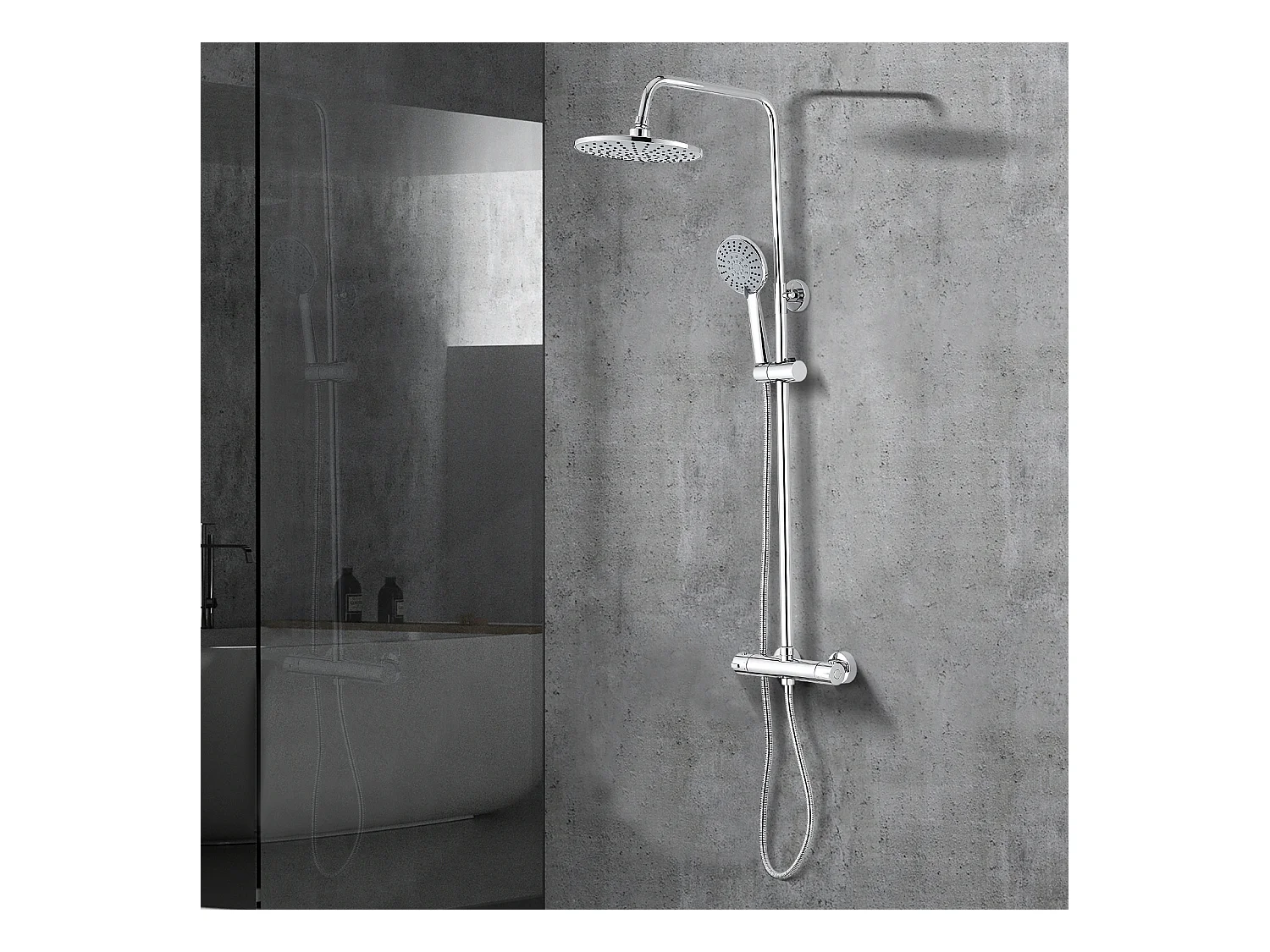 Colonne de douche thermostatique, Système de douche thermostatique 38°C, Argent