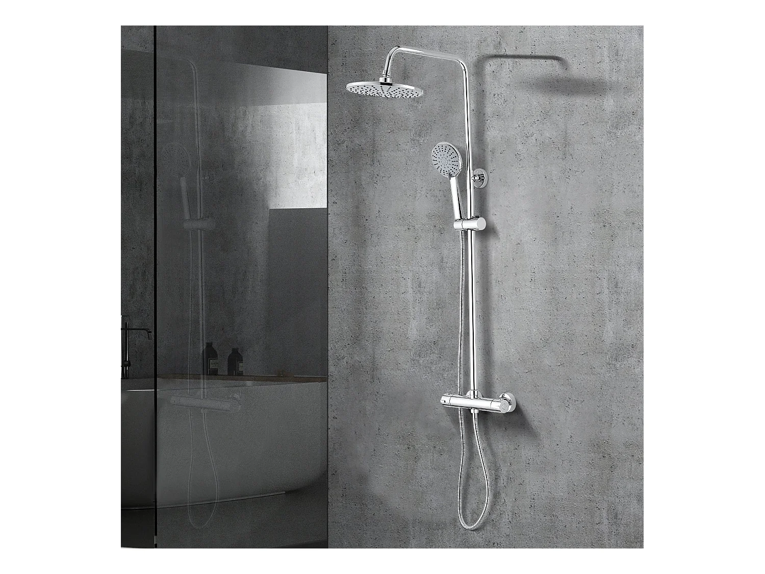 Colonne de douche thermostatique, Système de douche thermostatique 38°C, Argent