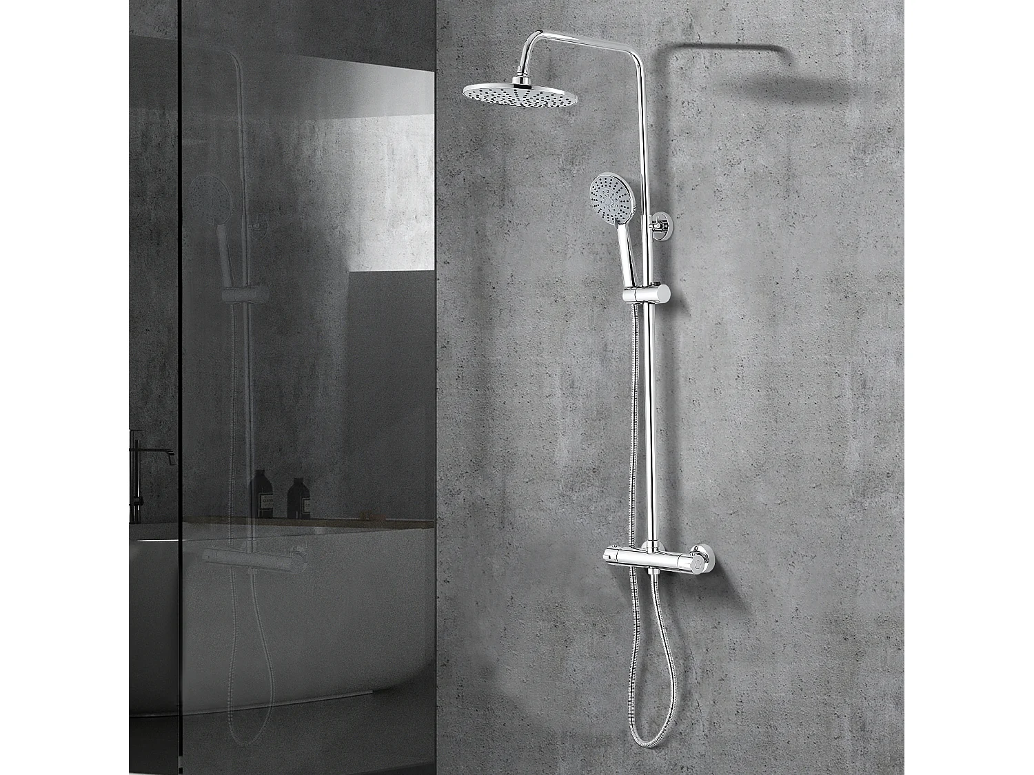 Colonne de douche thermostatique, Système de douche thermostatique 38°C, Argent