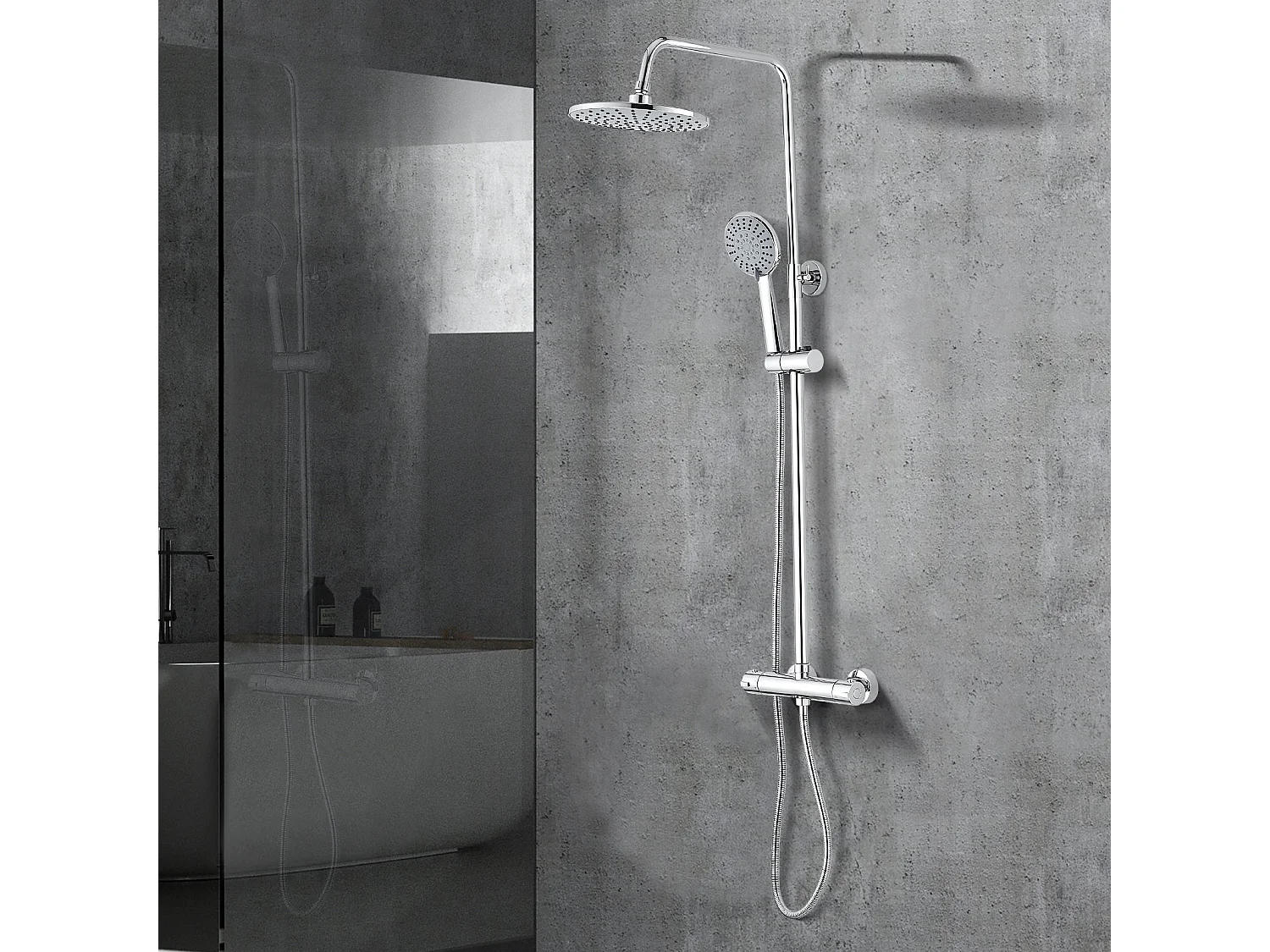 Colonne de douche thermostatique, Système de douche thermostatique 38°C, Argent