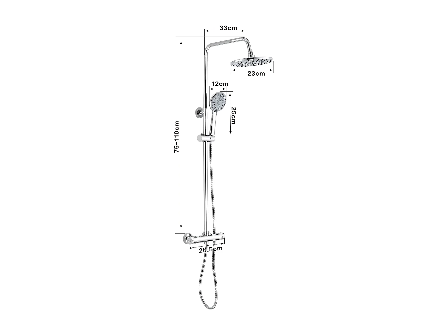 Colonne de douche thermostatique, Système de douche thermostatique 38°C, Argent