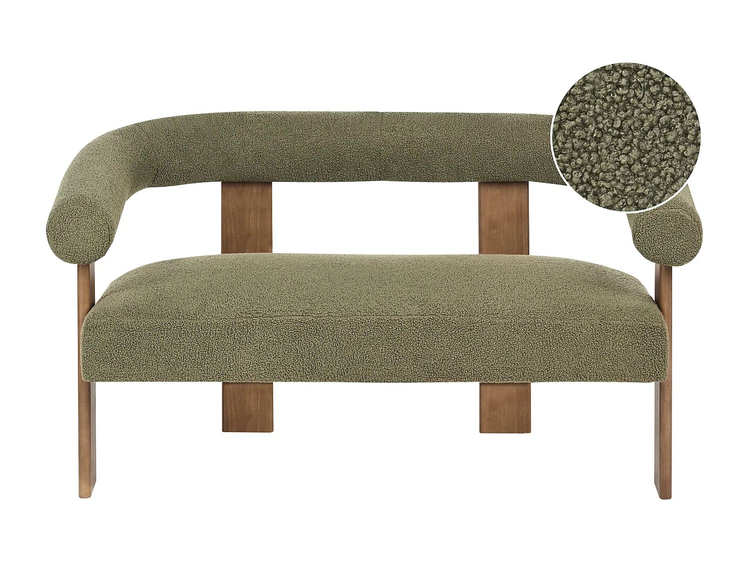 Canapé 2 places ILBRO Bouclé Vert/ Marron foncé